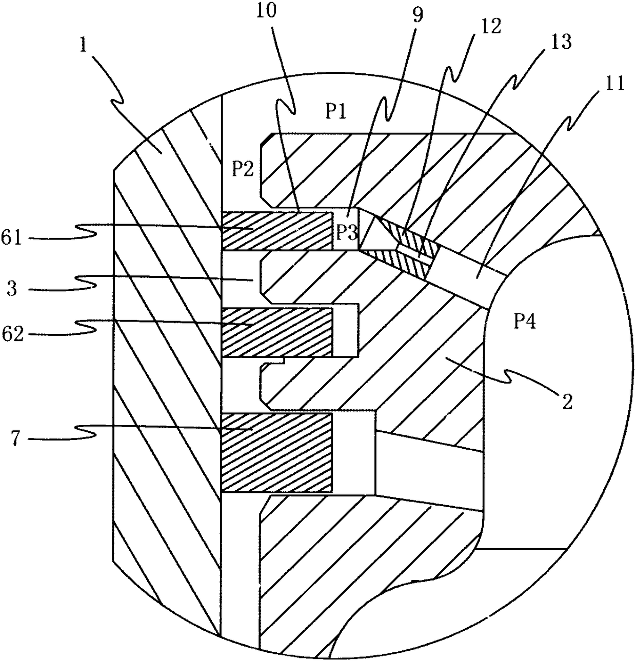 A built-in anti-channeling oil piston structure