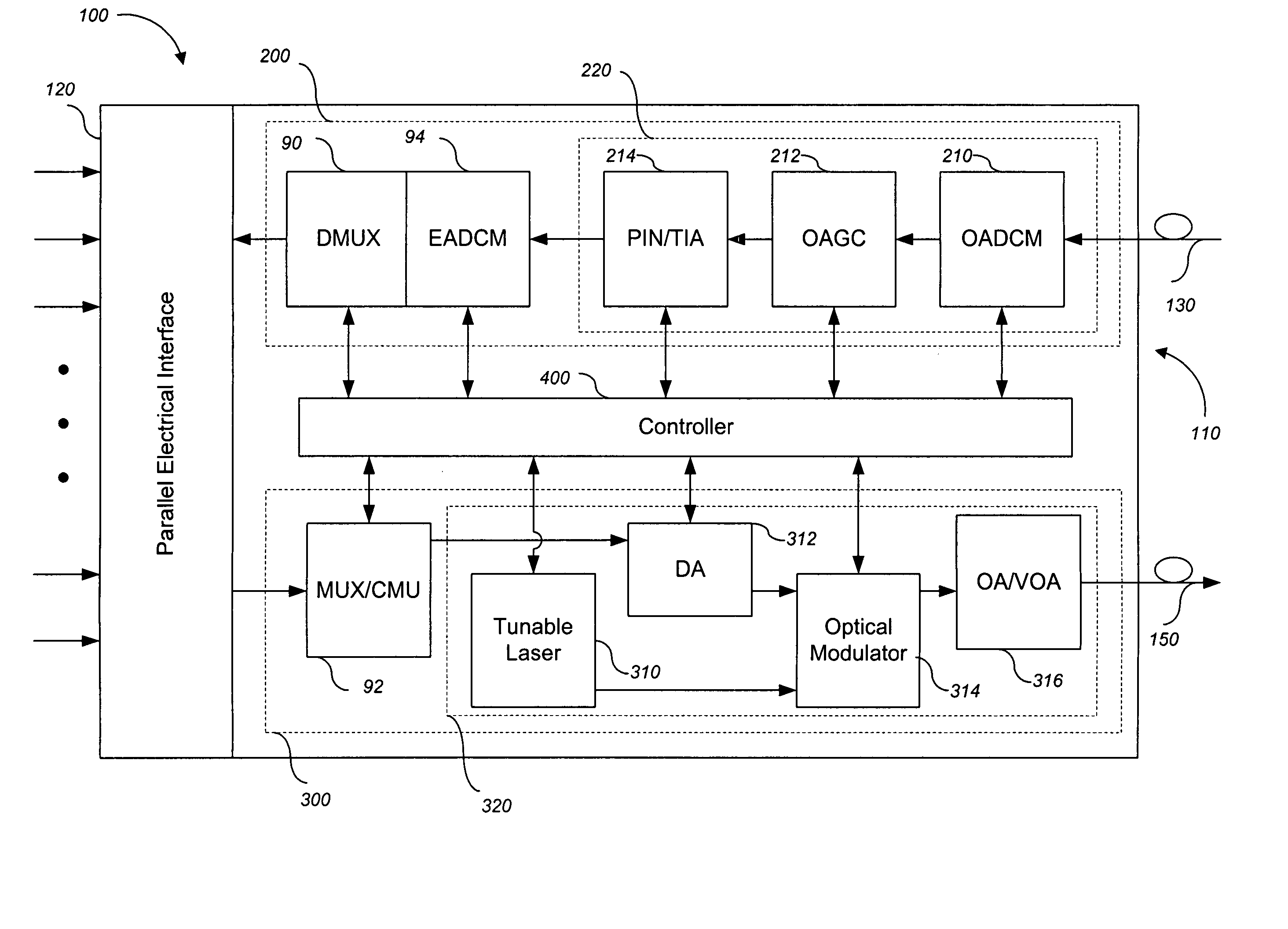 Adaptive optical transponder