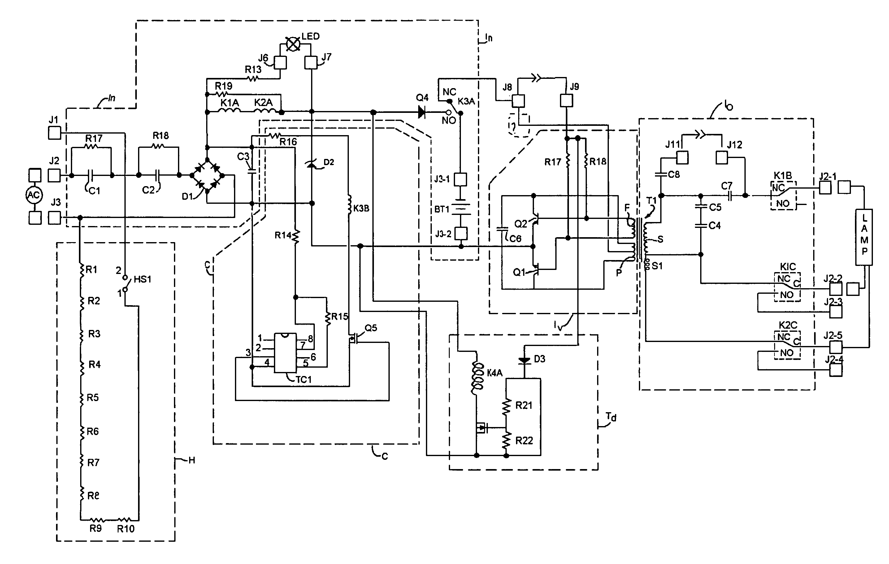 Emergency ballast for compact fluorescent lamp with battery heater