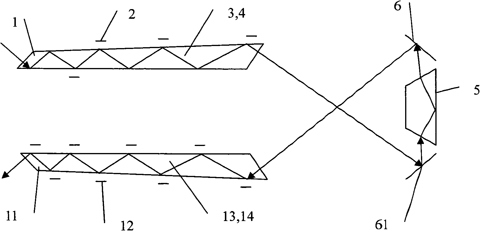 Inclined slab laser amplifier