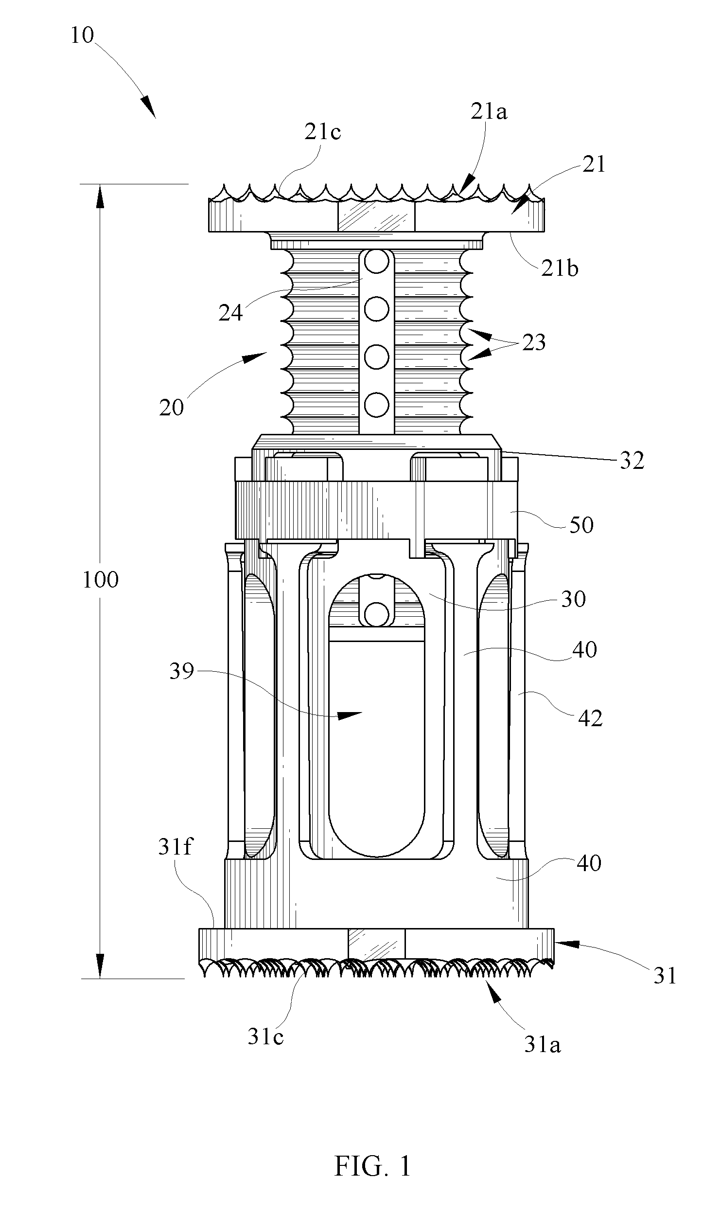 Adjustable corpectomy apparatus