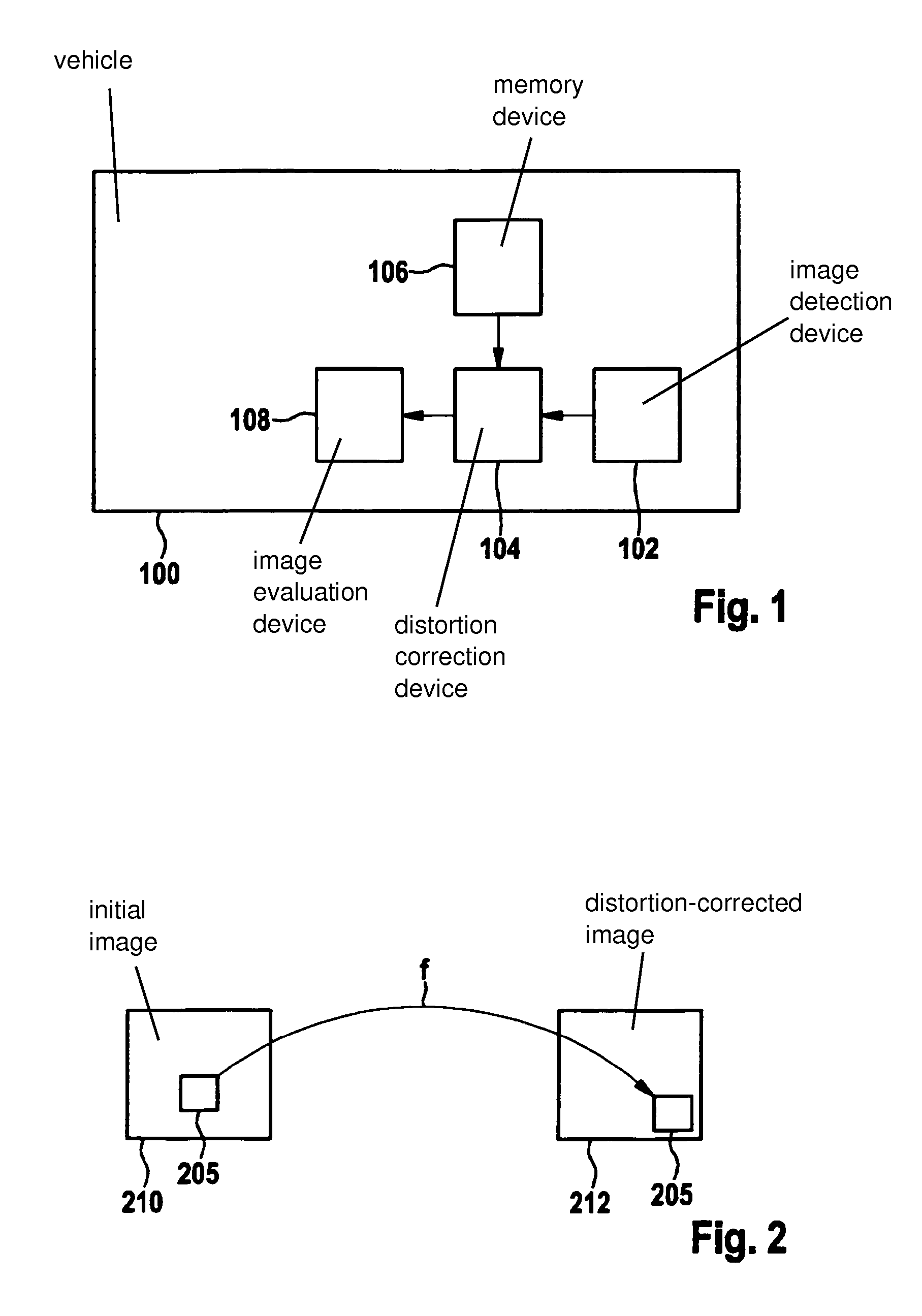 Method and device for determining values which are suitable for distortion correction of an image, and for distortion correction of an image