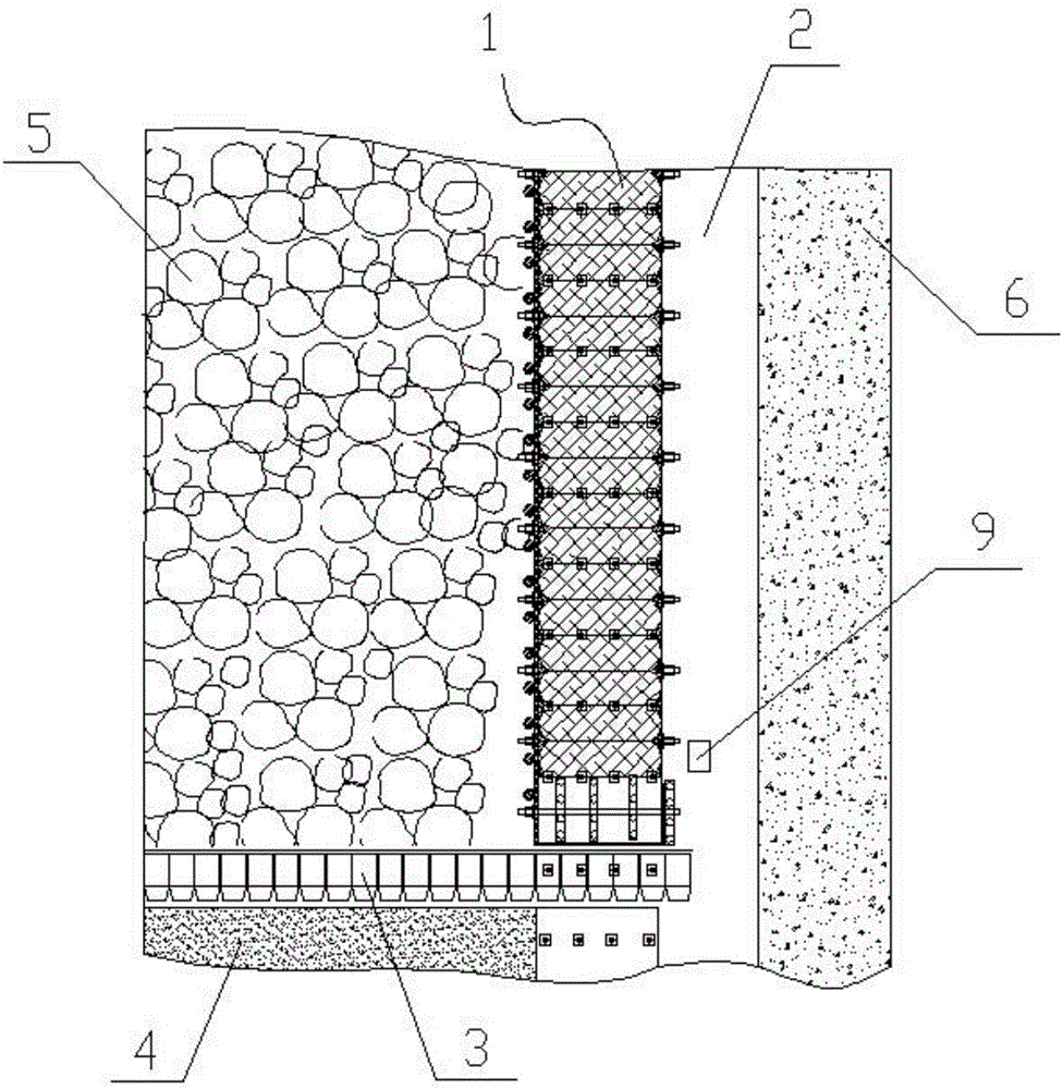 Gob-side entryretaining roadway-side flexible and high-strength material bearing construction structure and construction method thereof