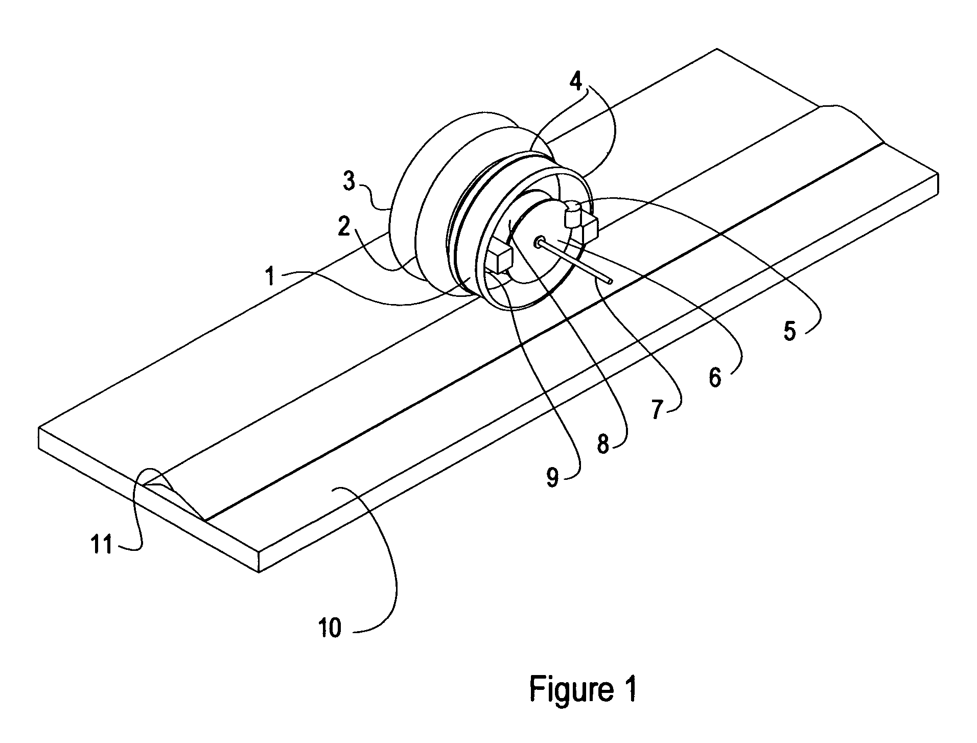 Hybrid wheel and hybrid roadway