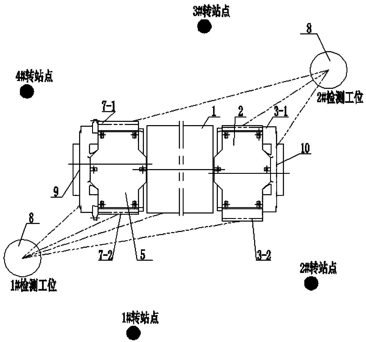 Method and device for detecting symmetry of hot strip roll chock liner