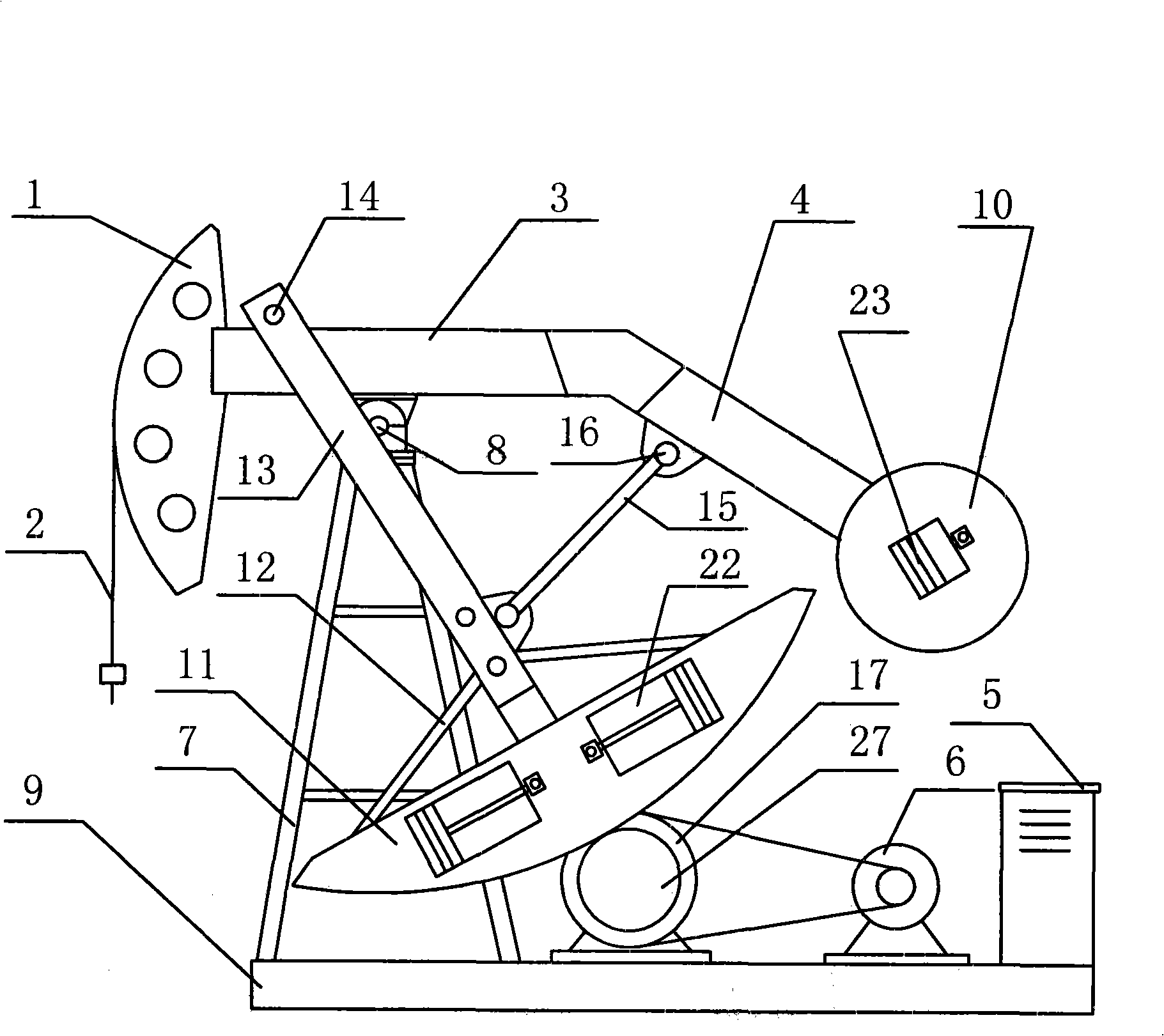 Hanging pendulum type beam balancing energy-saving oil pumping machine