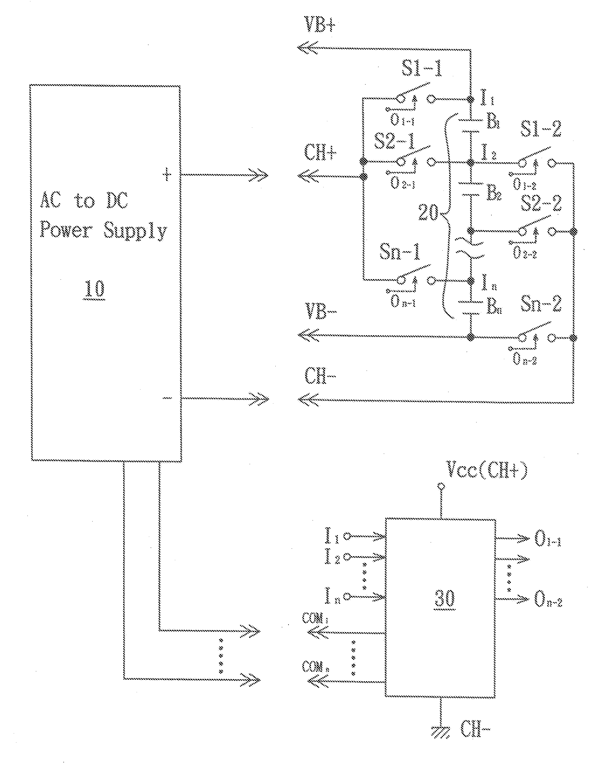 Balanced charging/discharging circuit for lithium battery set