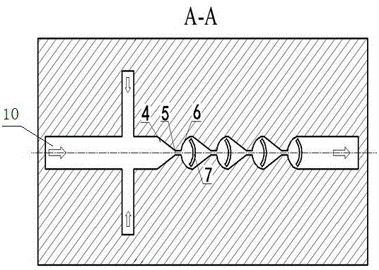 Cross micromixer of symmetrical fan shaped annular baffle