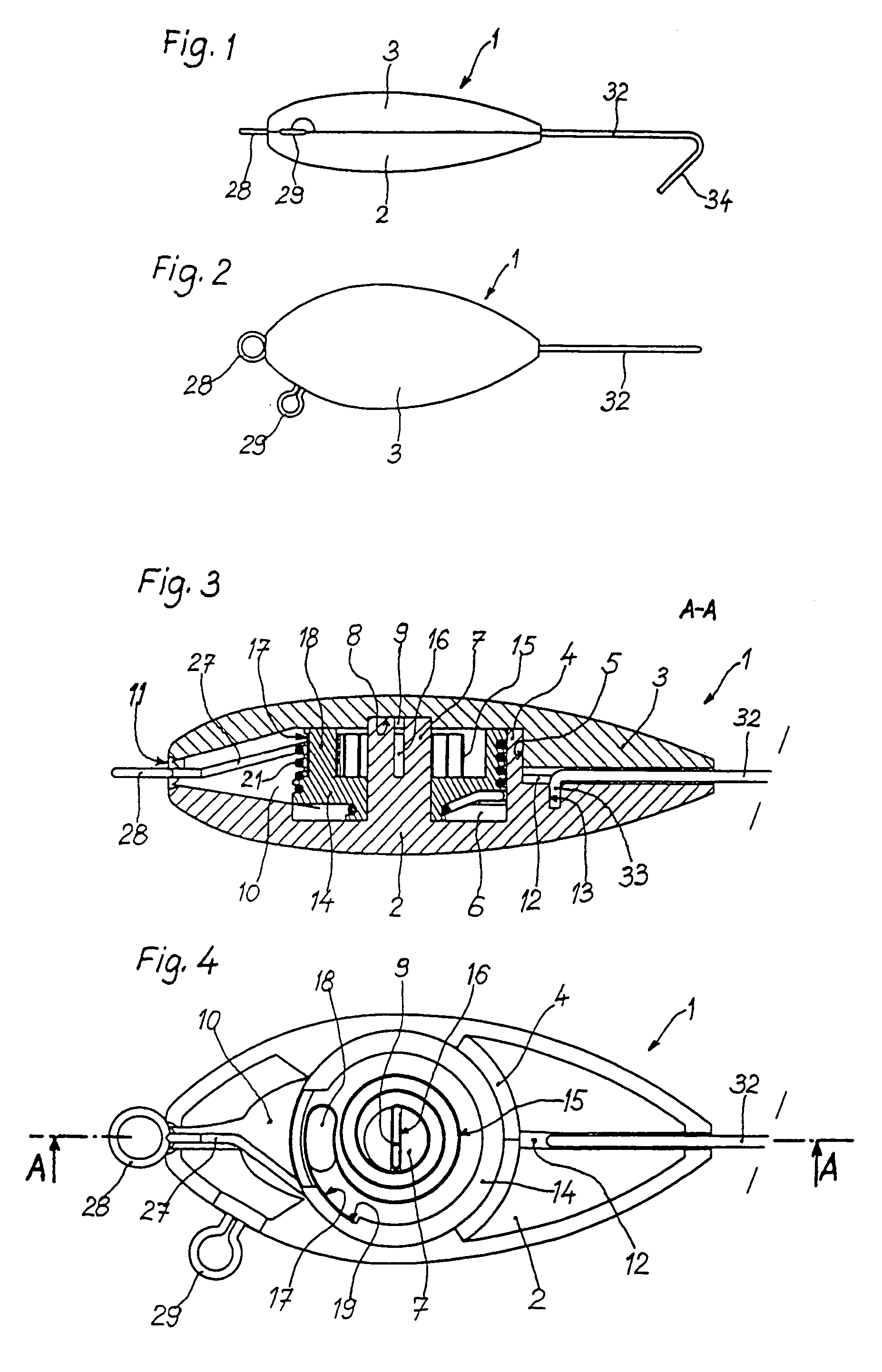 Device for winding and unwinding the lower part of fishing line