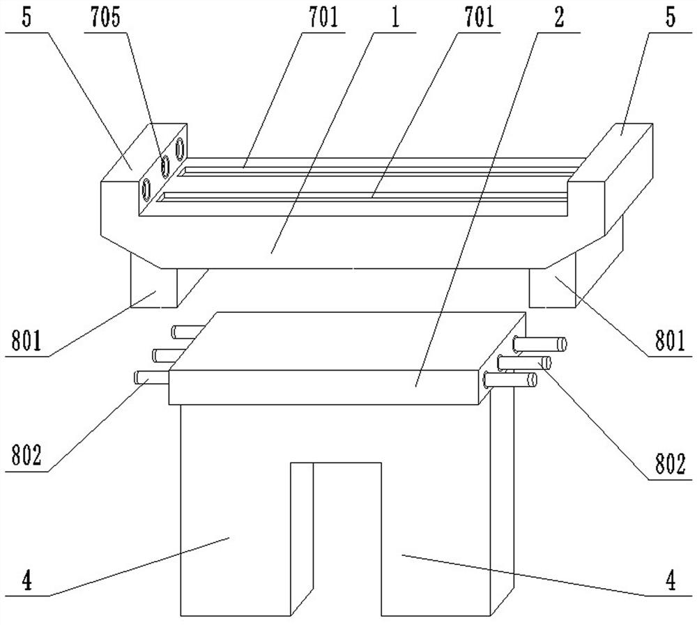 Combined supporting structure for transverse shock resistance of three-span bridge