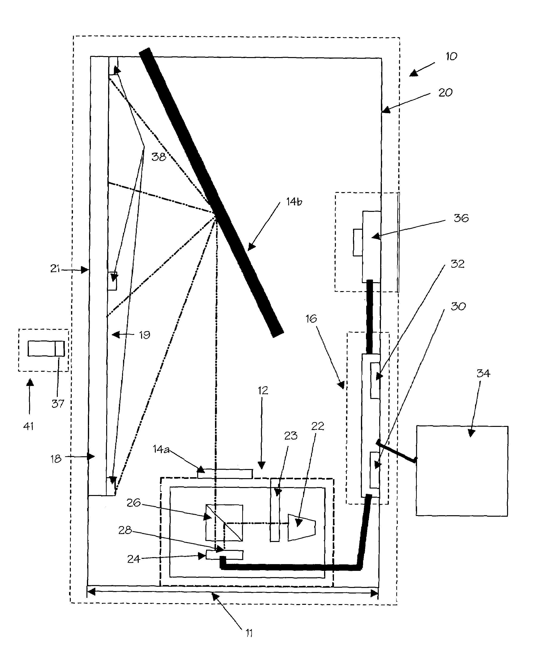 Rear projection imaging system with image warping distortion correction system and associated method