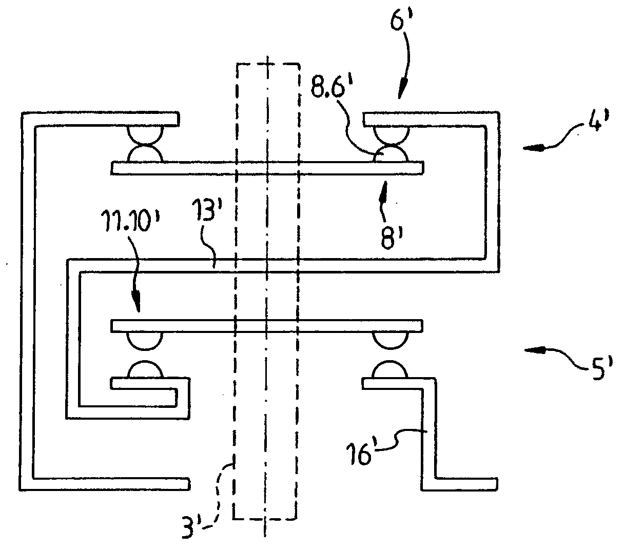 Single-row emergency-stop switch-contact device