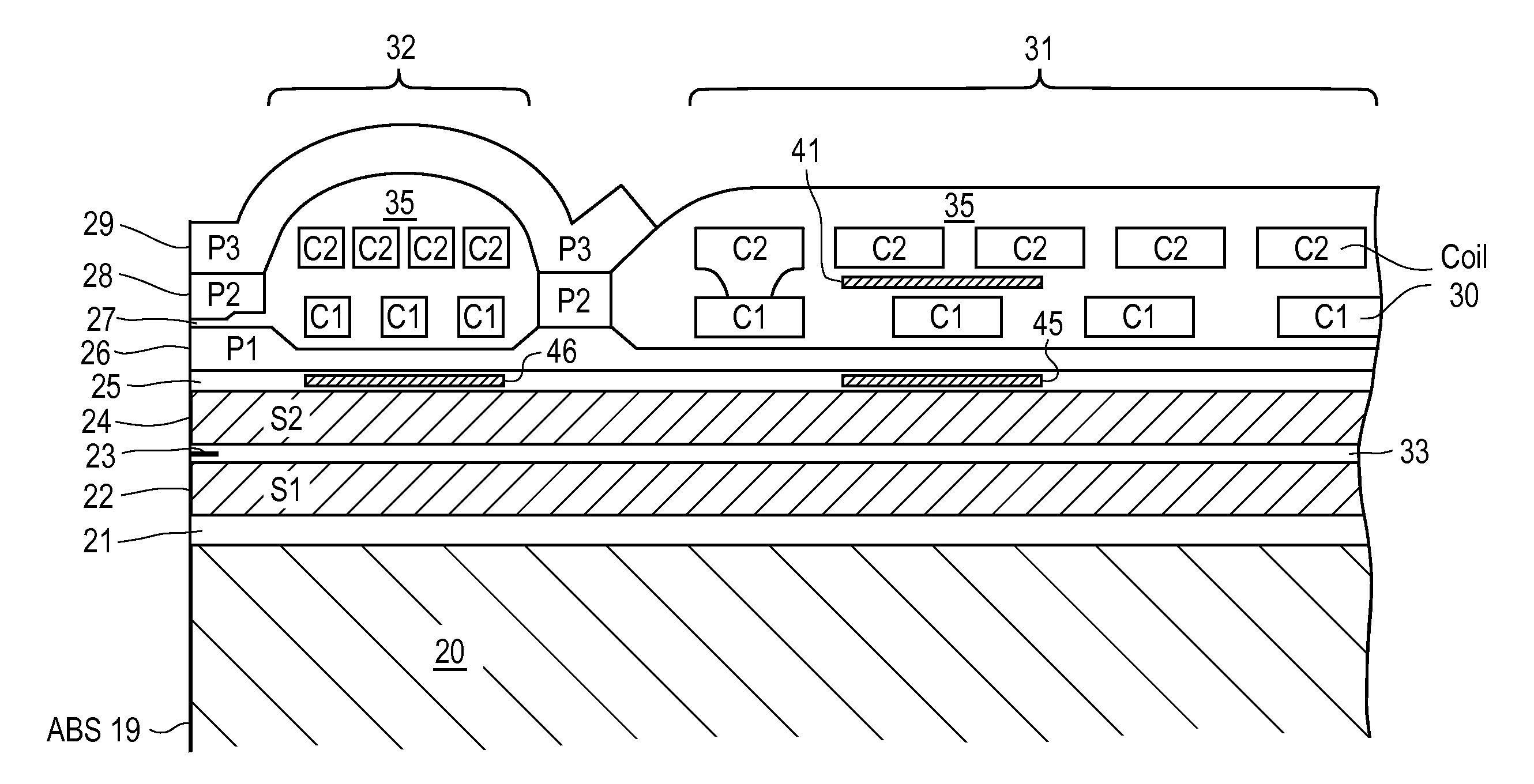 Magnetic recording head with resistive heating element located near the write coil