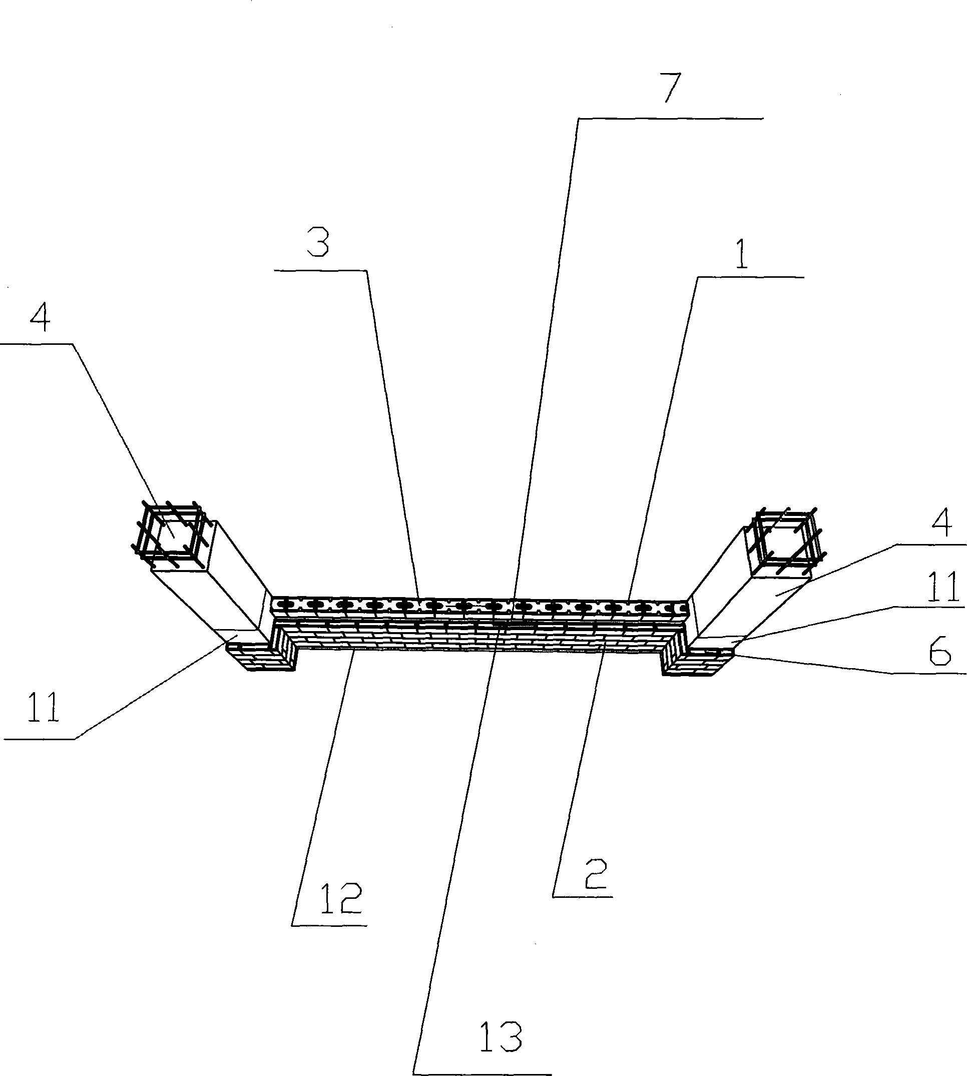 Semi-inner coverage building type sandwich composite wall self-insulation system