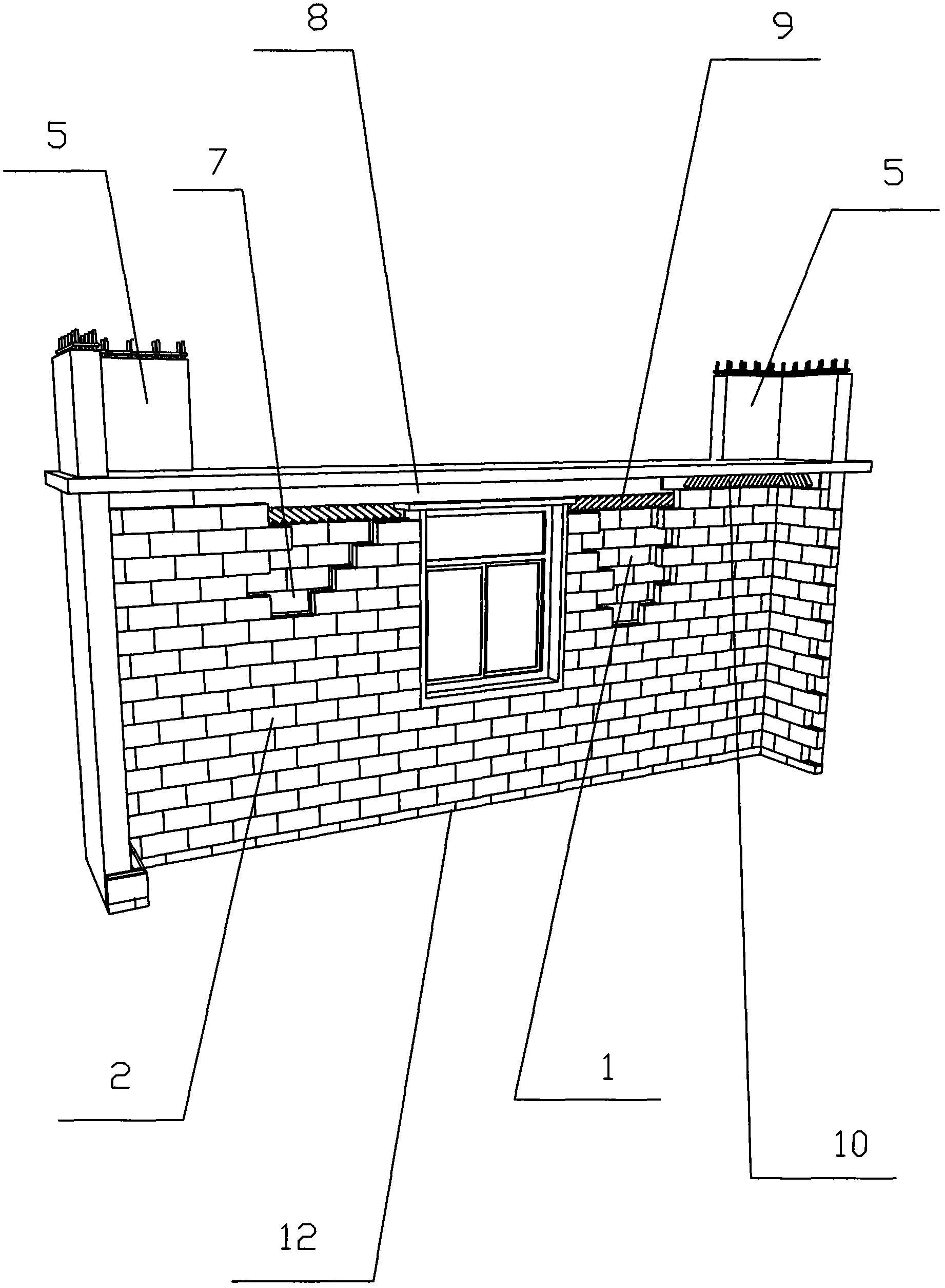 Semi-inner coverage building type sandwich composite wall self-insulation system