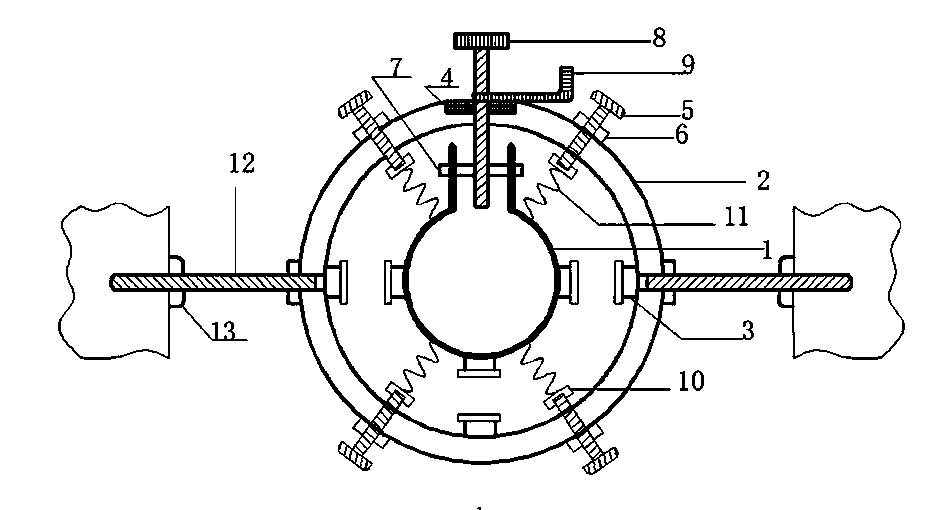 Adjustable ship pipeline shock resistance lantern ring device