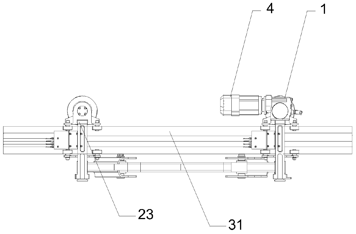 Self-adaptive aerial double-rail trolley