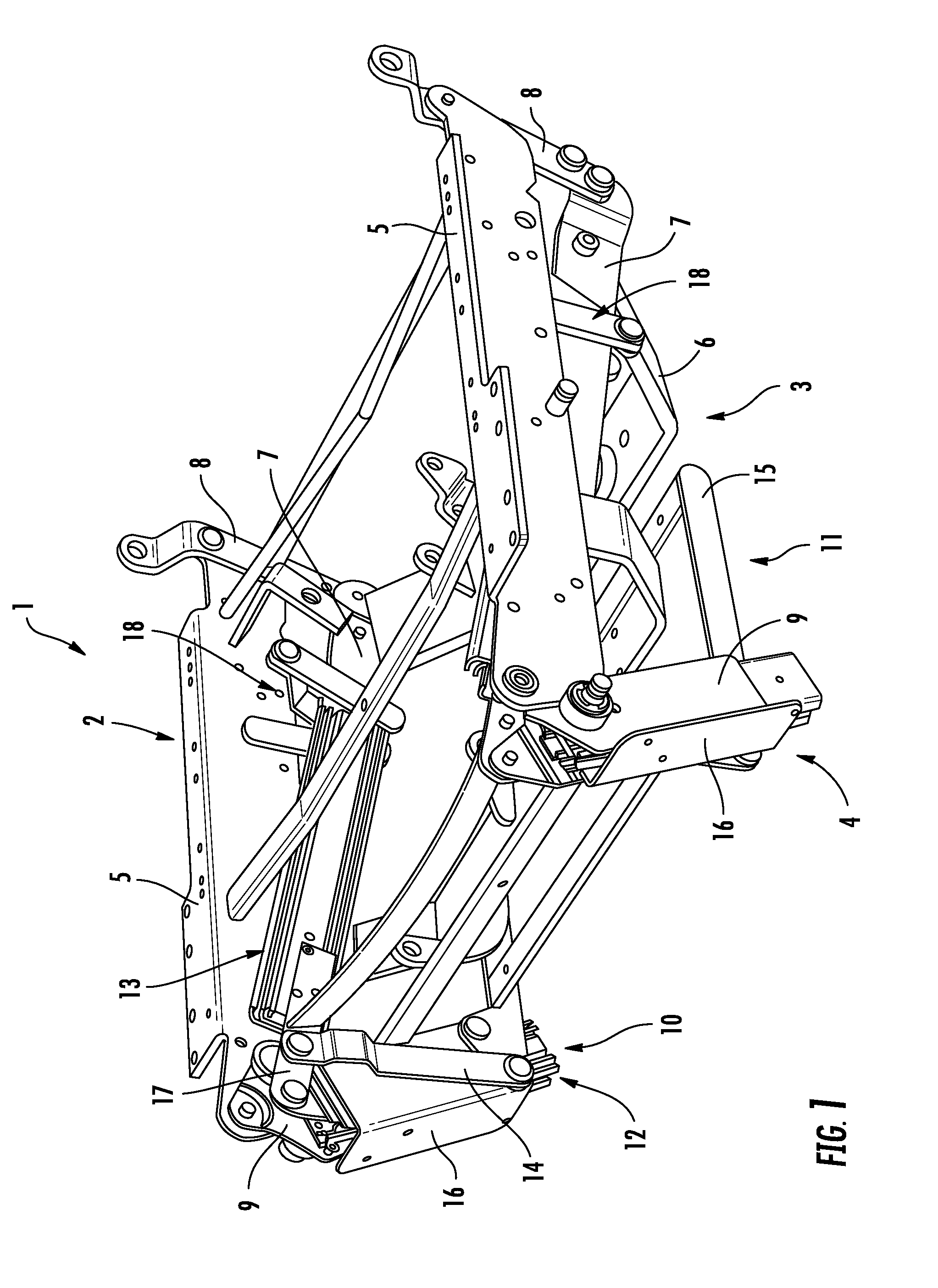 Armchair with leg rest that is unseen in a retracted position