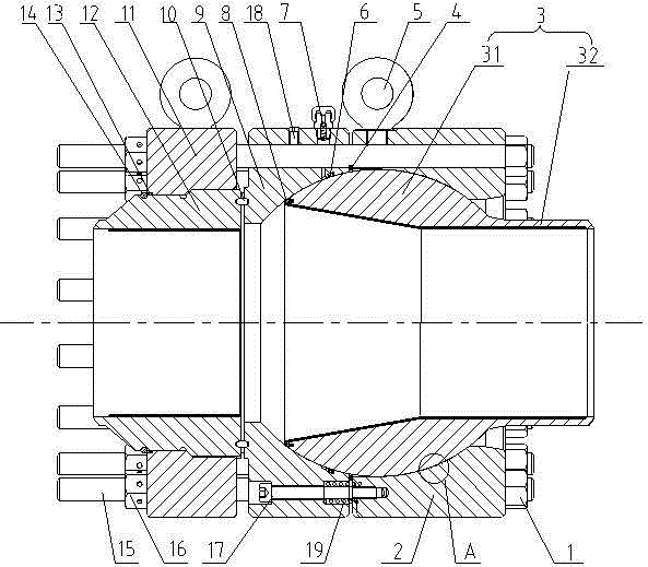 A Small Angle Adjustable Ball Sea Pipe Connector