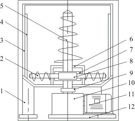 A single-motor-driven vertical and horizontal double-type high-efficiency pulper without blind spots