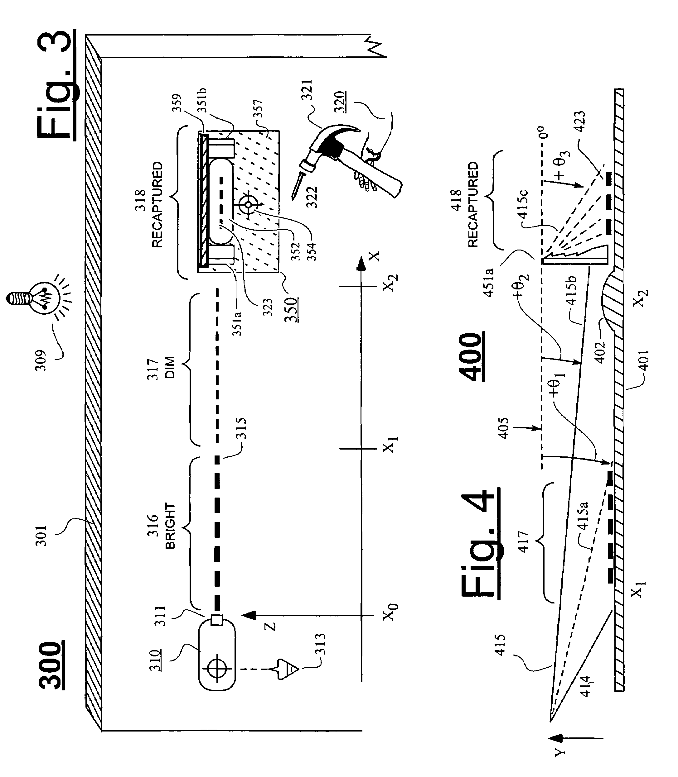 Methods and devices for enhancing intensity of on-surface lines cast by laser line projectors or the like