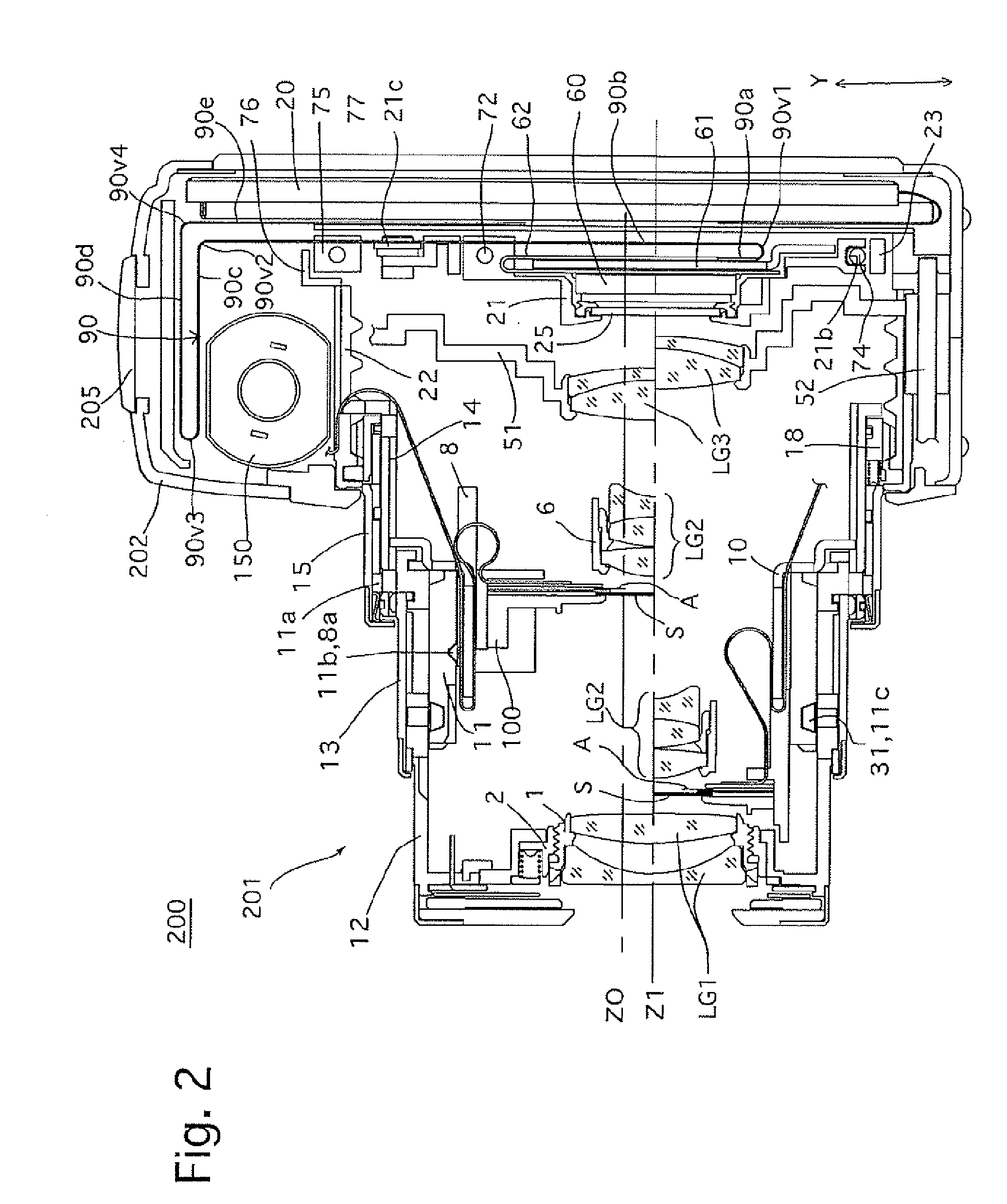 Optical apparatus using flexible printed wiring board