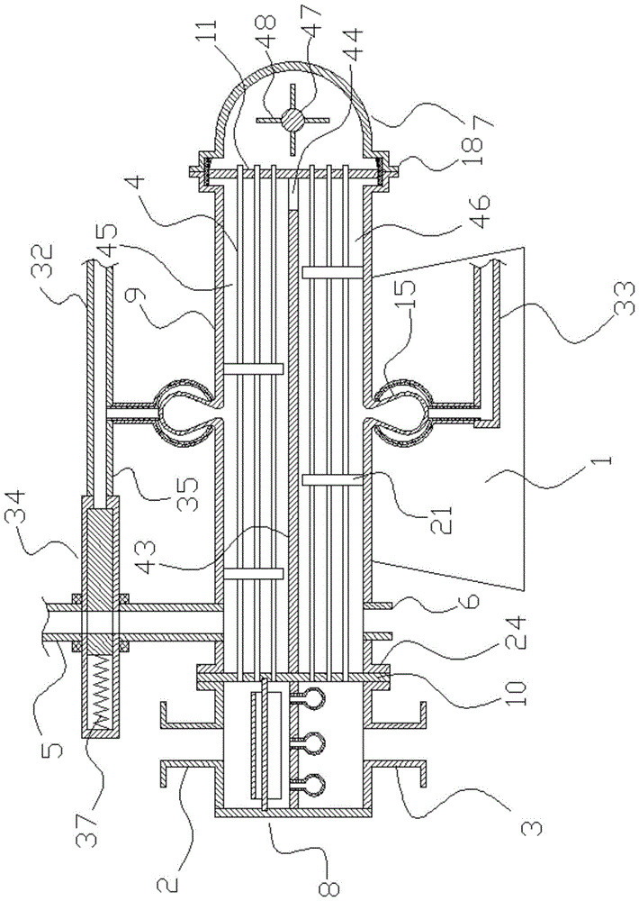 Shell-and-tube double-liquid heat exchange device