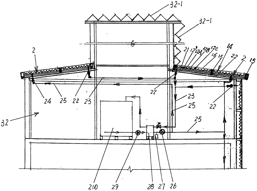 Solar heat collecting, heating and heat insulating curtain wall and roof and solar air conditioner system