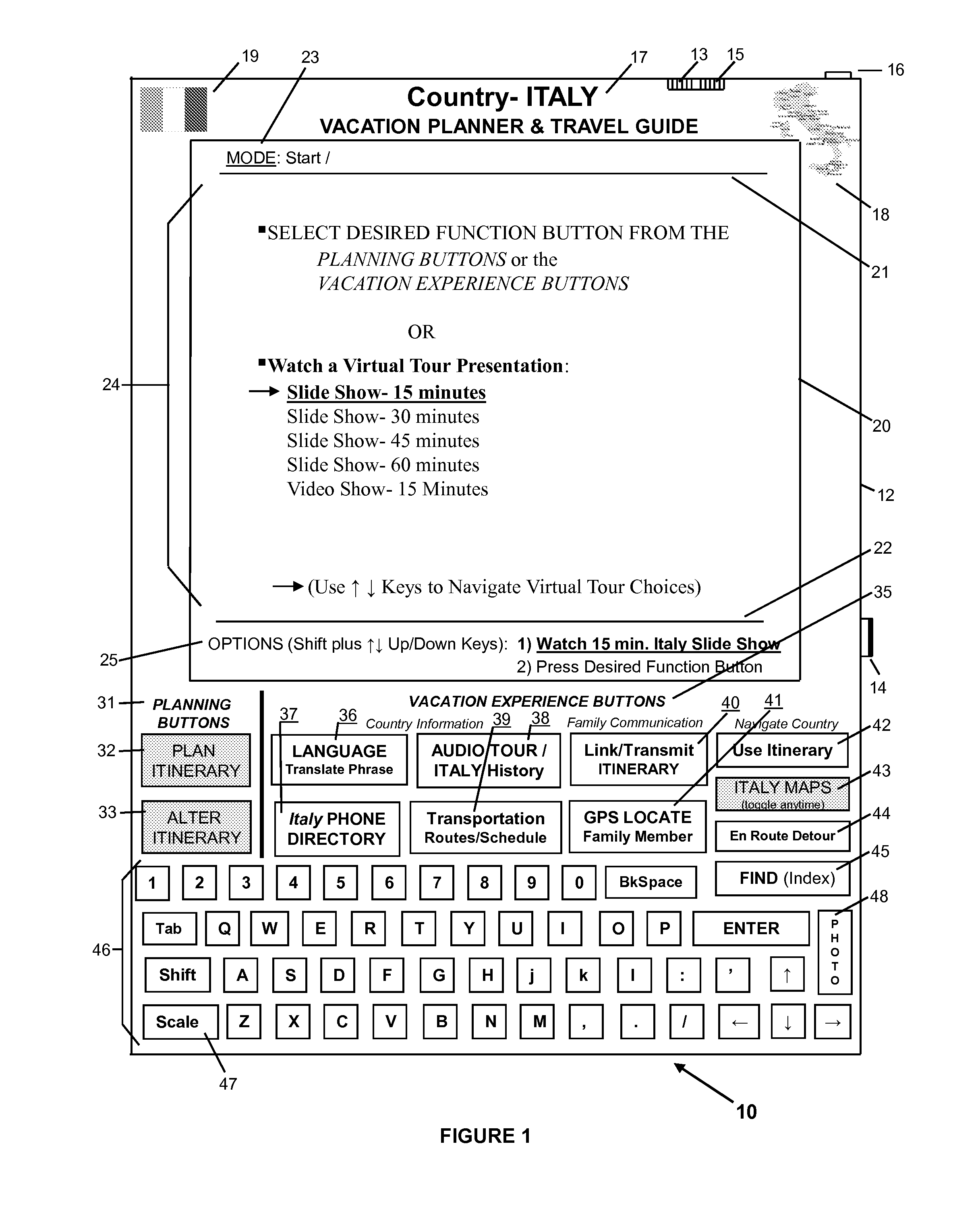 Portable vacation/travel planner, and family tour guide device