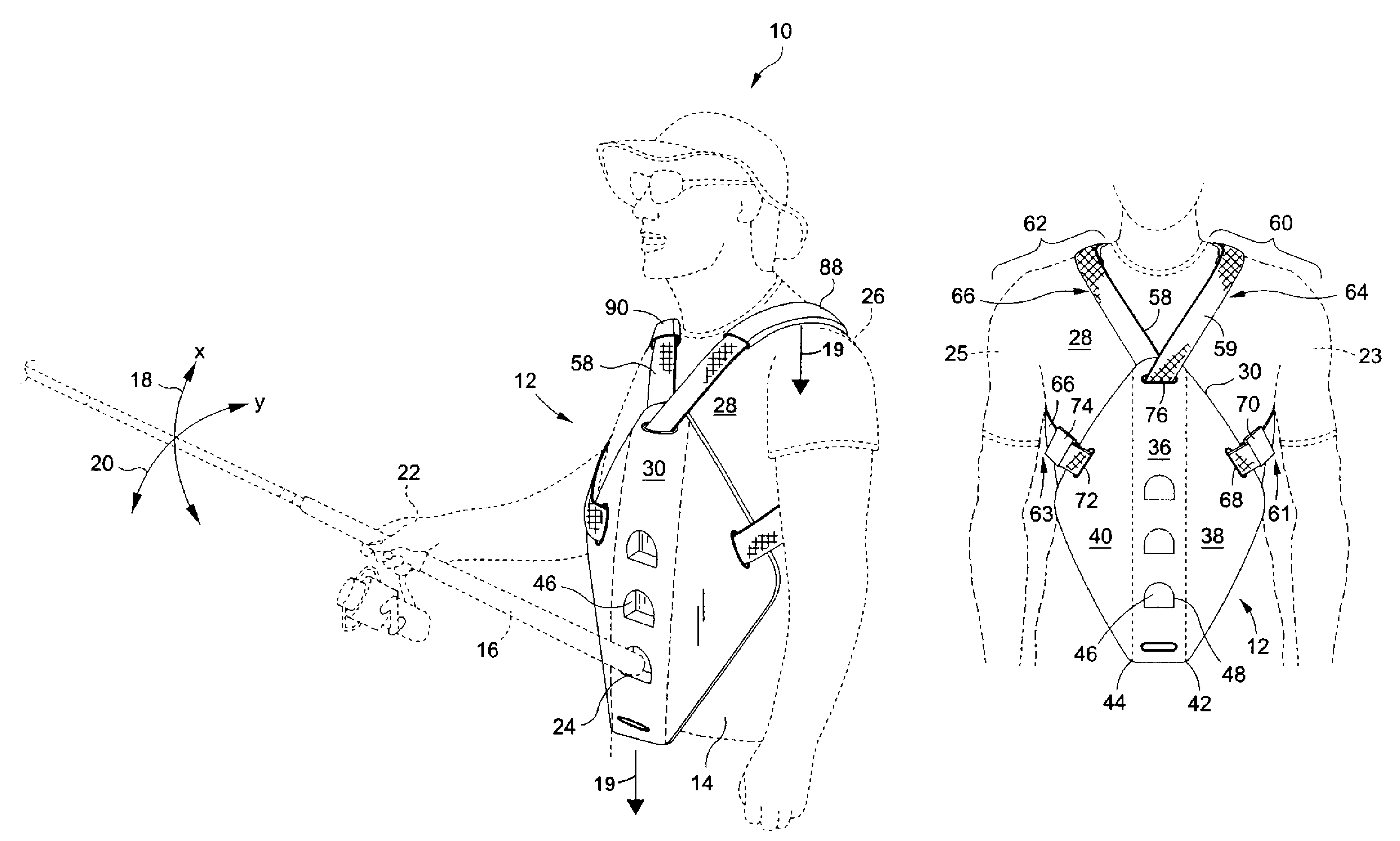 Back strain alleviating fishing pole harness