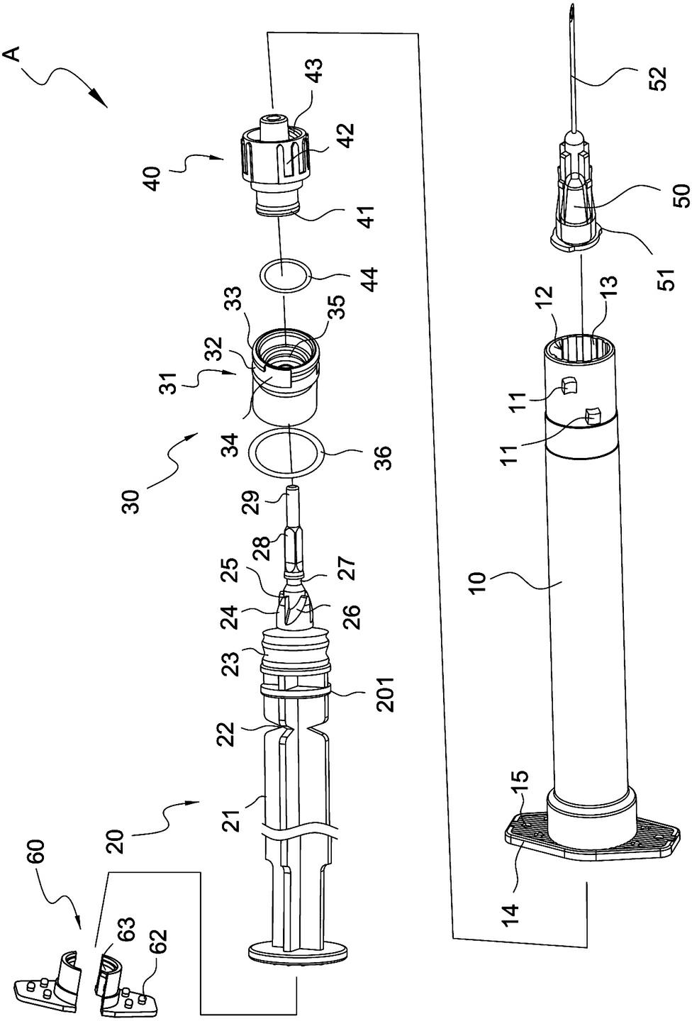 Needle base assembly rotating and retracting structure of safety injector