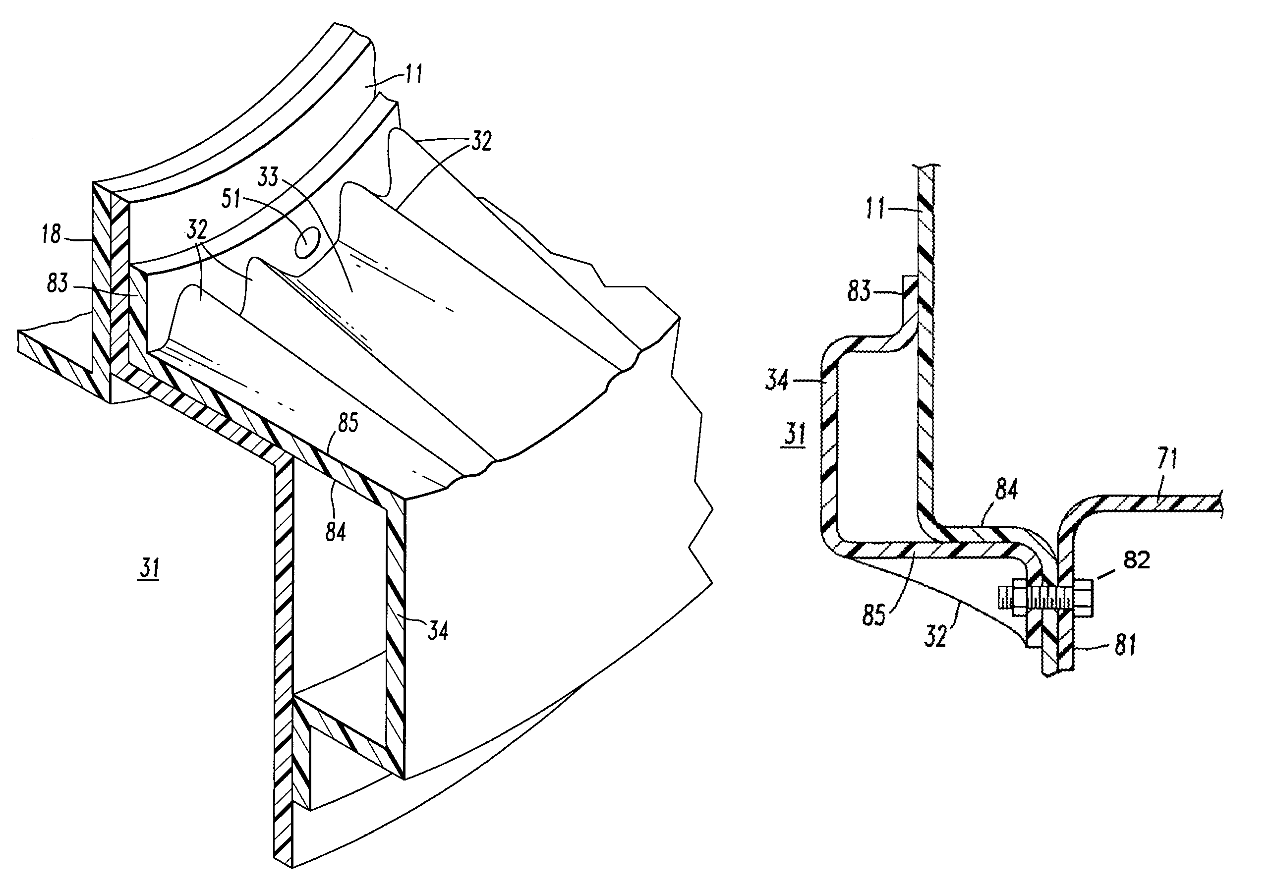 Fiberglass body with reinforcing member