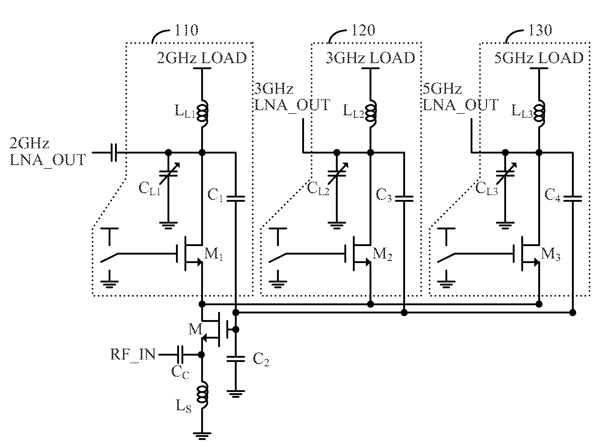 Re-configurable low noise amplifier utilizing feedback capacitors