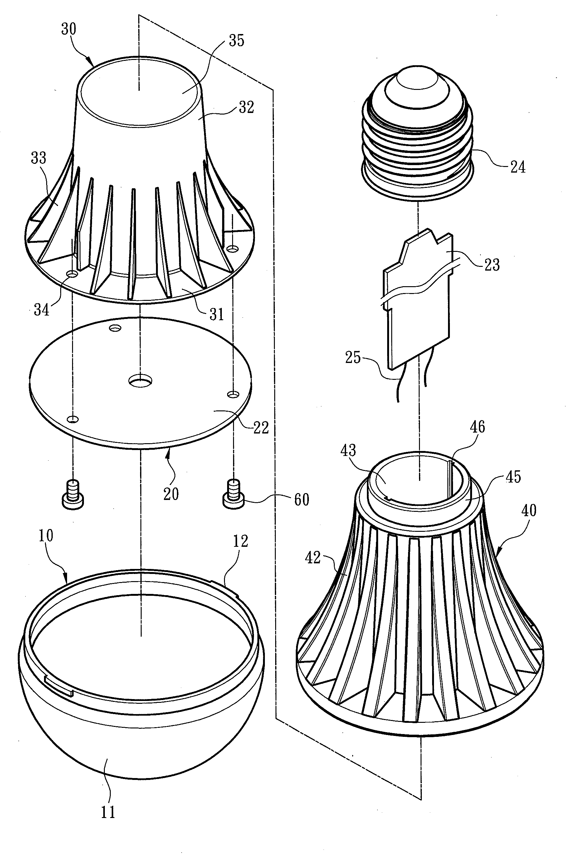 Light emitting diode bulb structure for enhancing heat dissipation efficiency