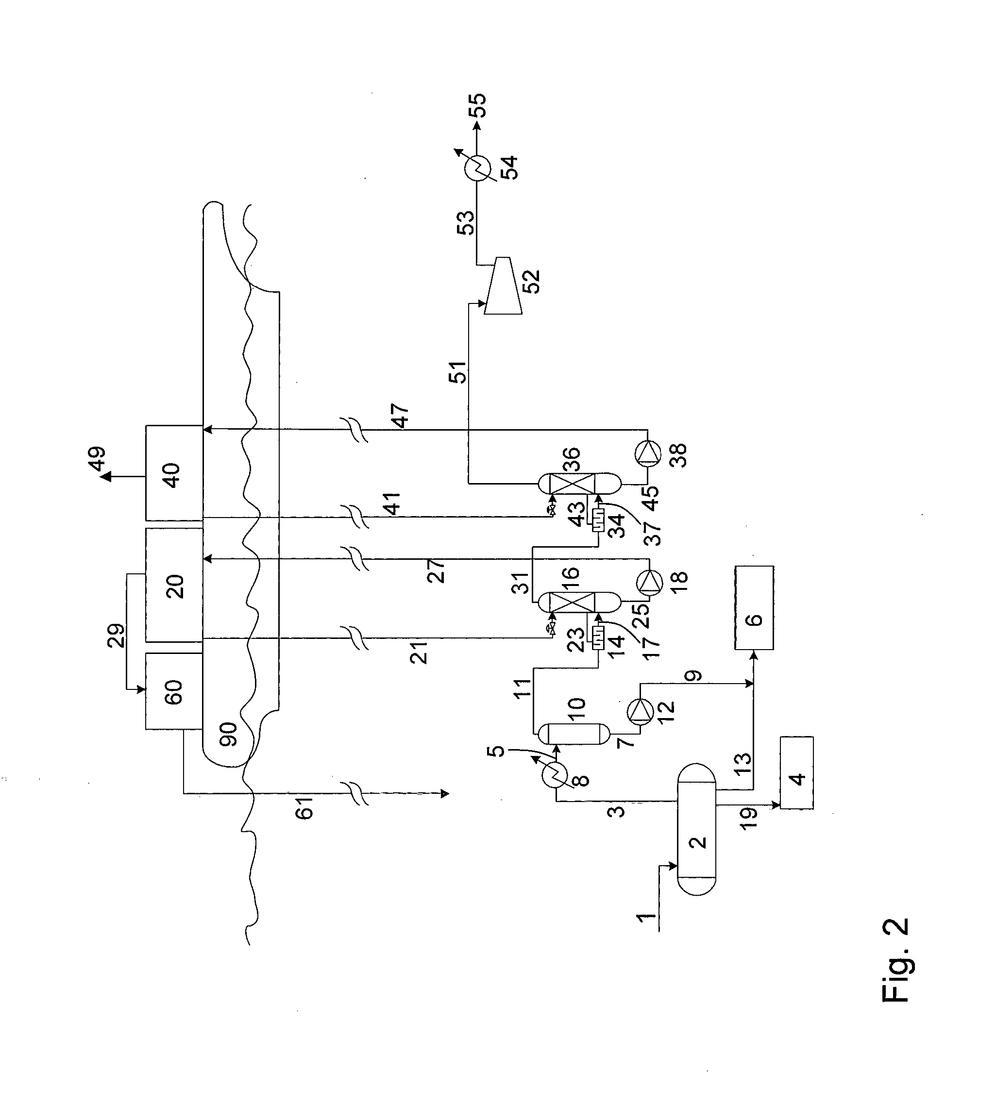 Offshore processing method and system