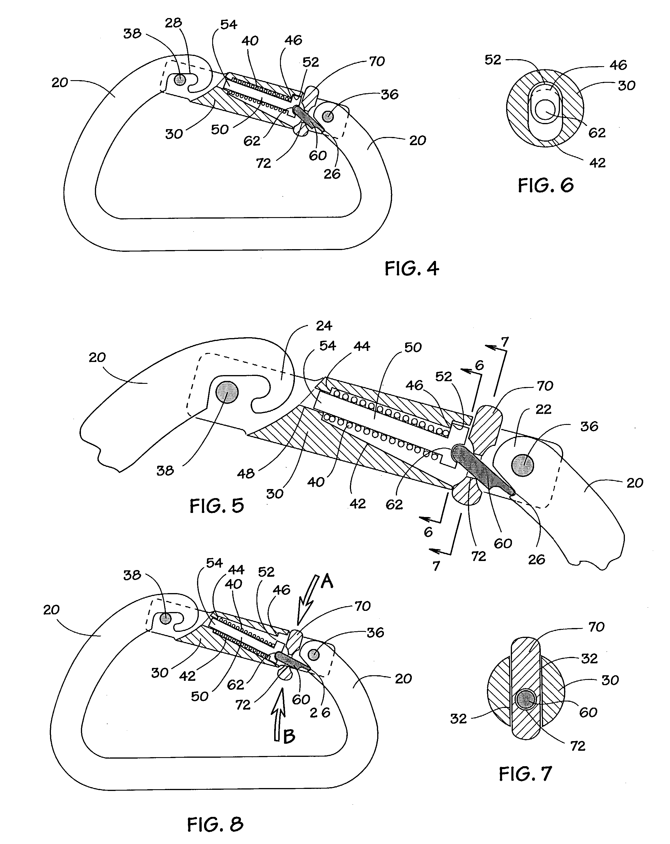 Button locking carabiner