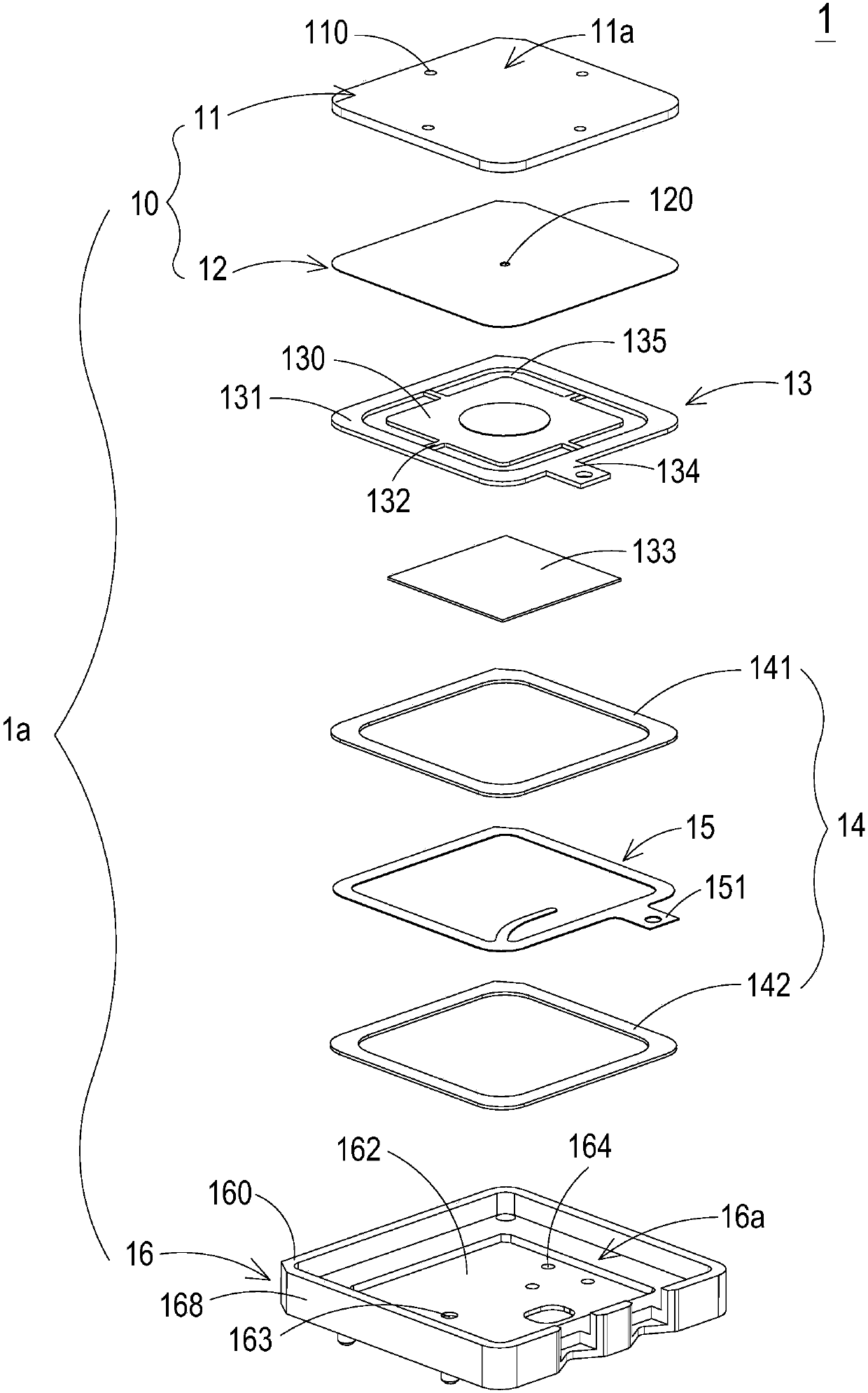 Piezoelectric actuator and suitable miniature fluid control device thereof