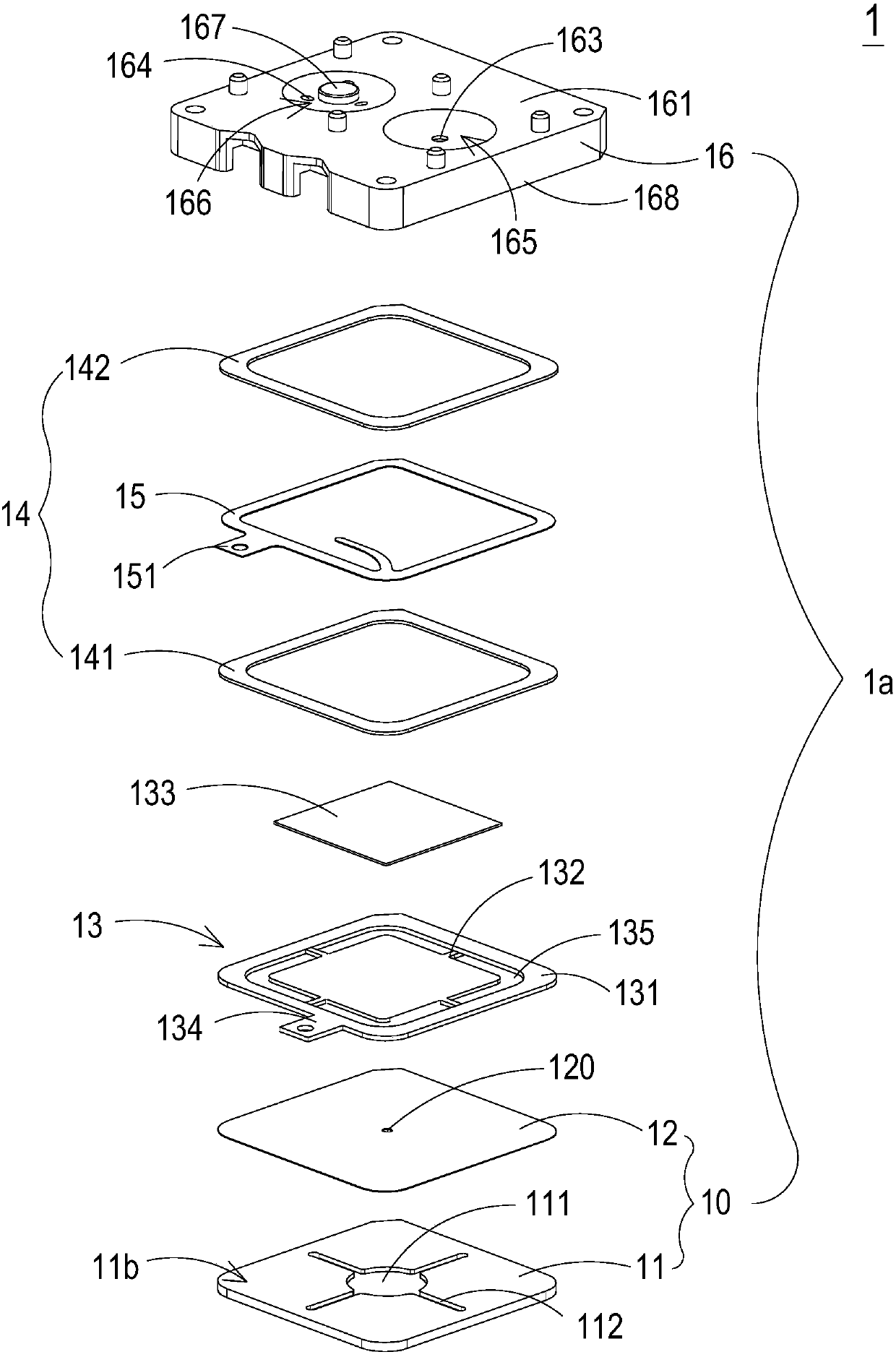 Piezoelectric actuator and suitable miniature fluid control device thereof