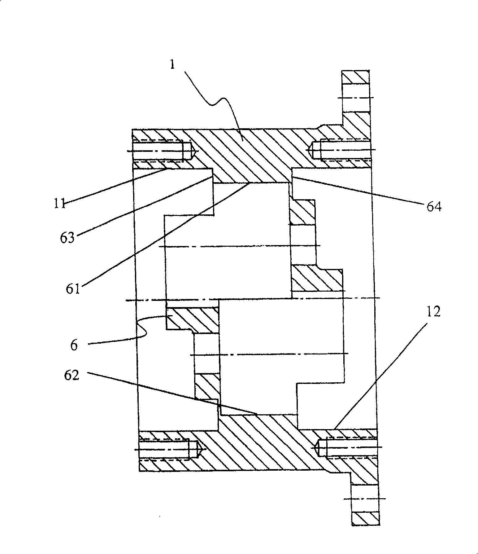 Slide limiting differential mechanism with asymmetric structure