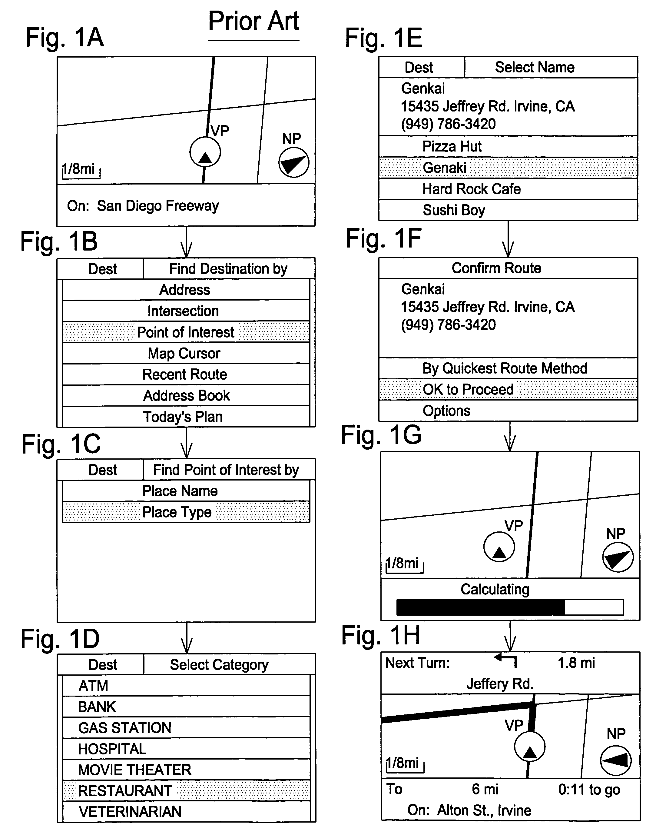 Display method and apparatus for navigation system for searching POI and arranging listing order of POI