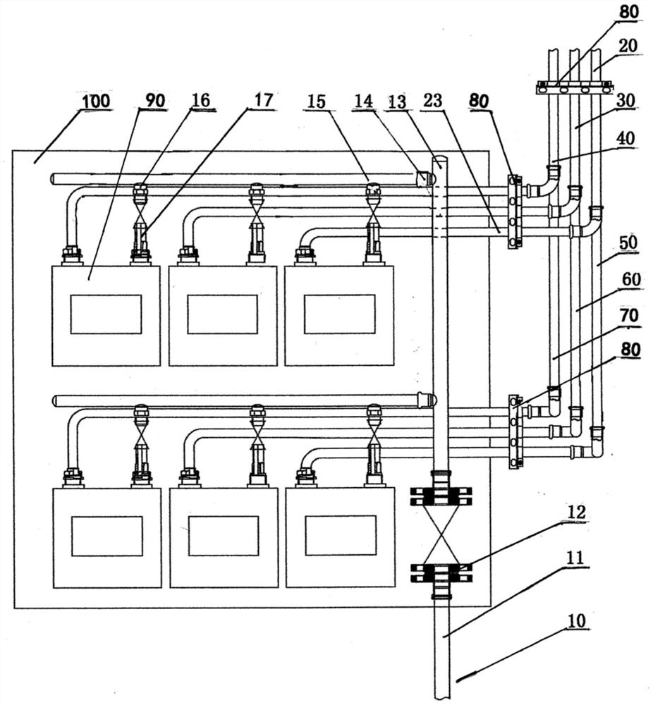 Prefabricated clamping and pressing connecting assembly of assembly type gas meter box