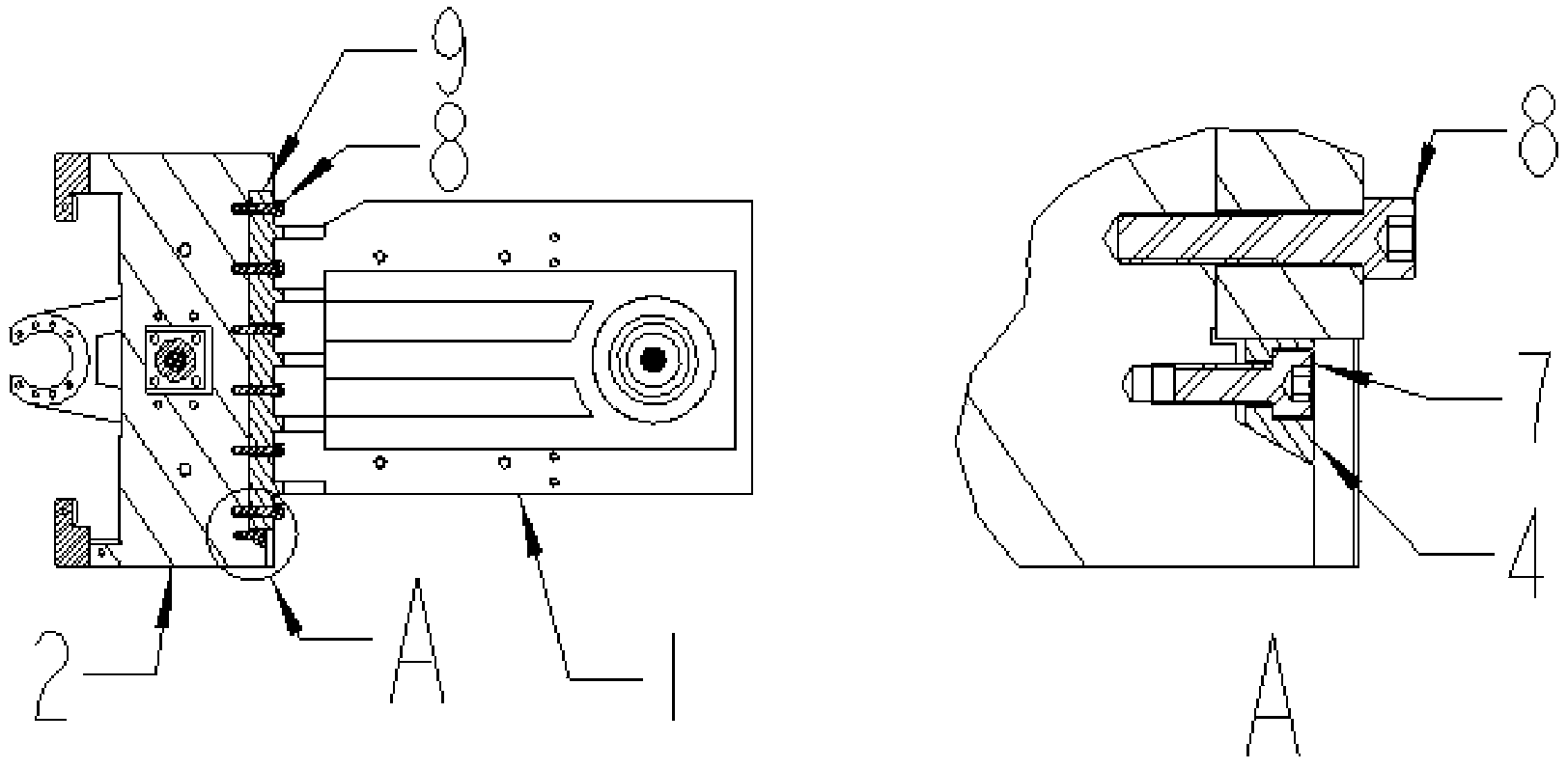 Split type vertical machining center spindle box structure