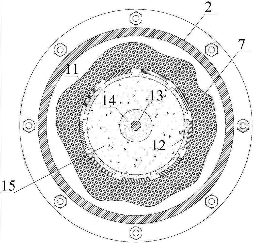 Flexible loading device and method for simulating uniform stress on surface of cylindrical anchorage model