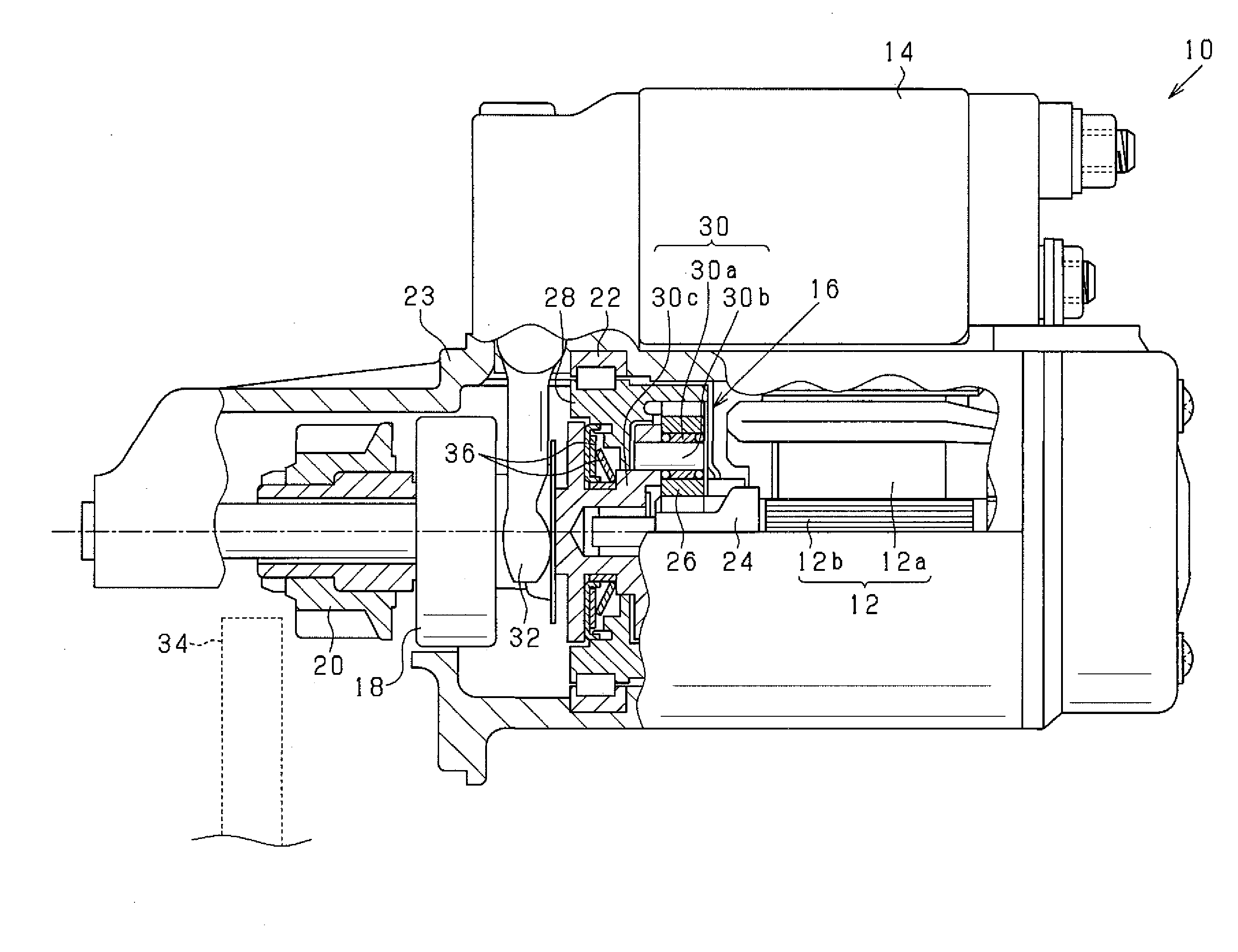 Engine starter with torque variator