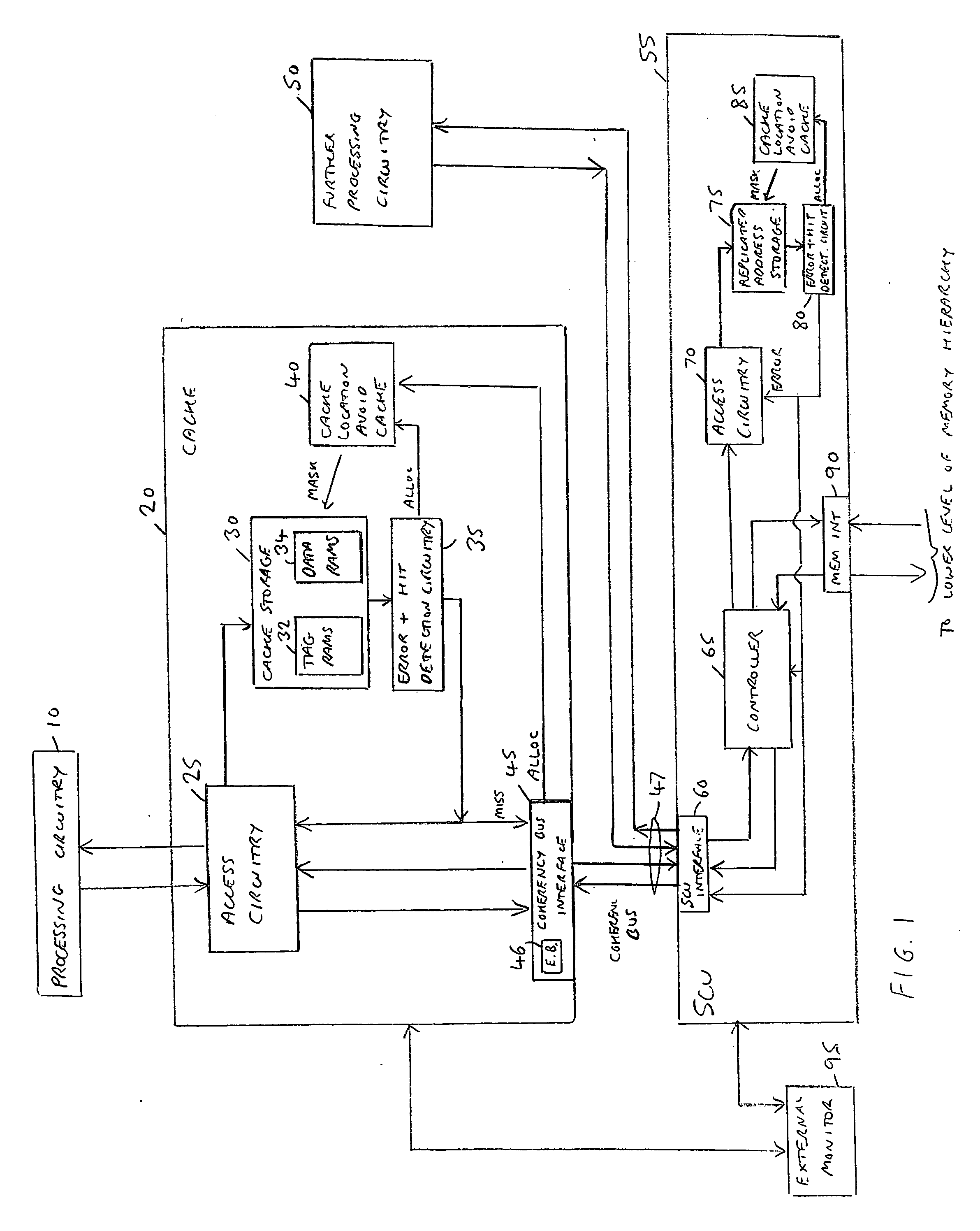 Handling of errors in a data processing apparatus having a cache storage and a replicated address storage