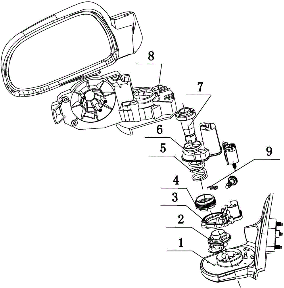 Electric folding device for automobile outside rearview mirror