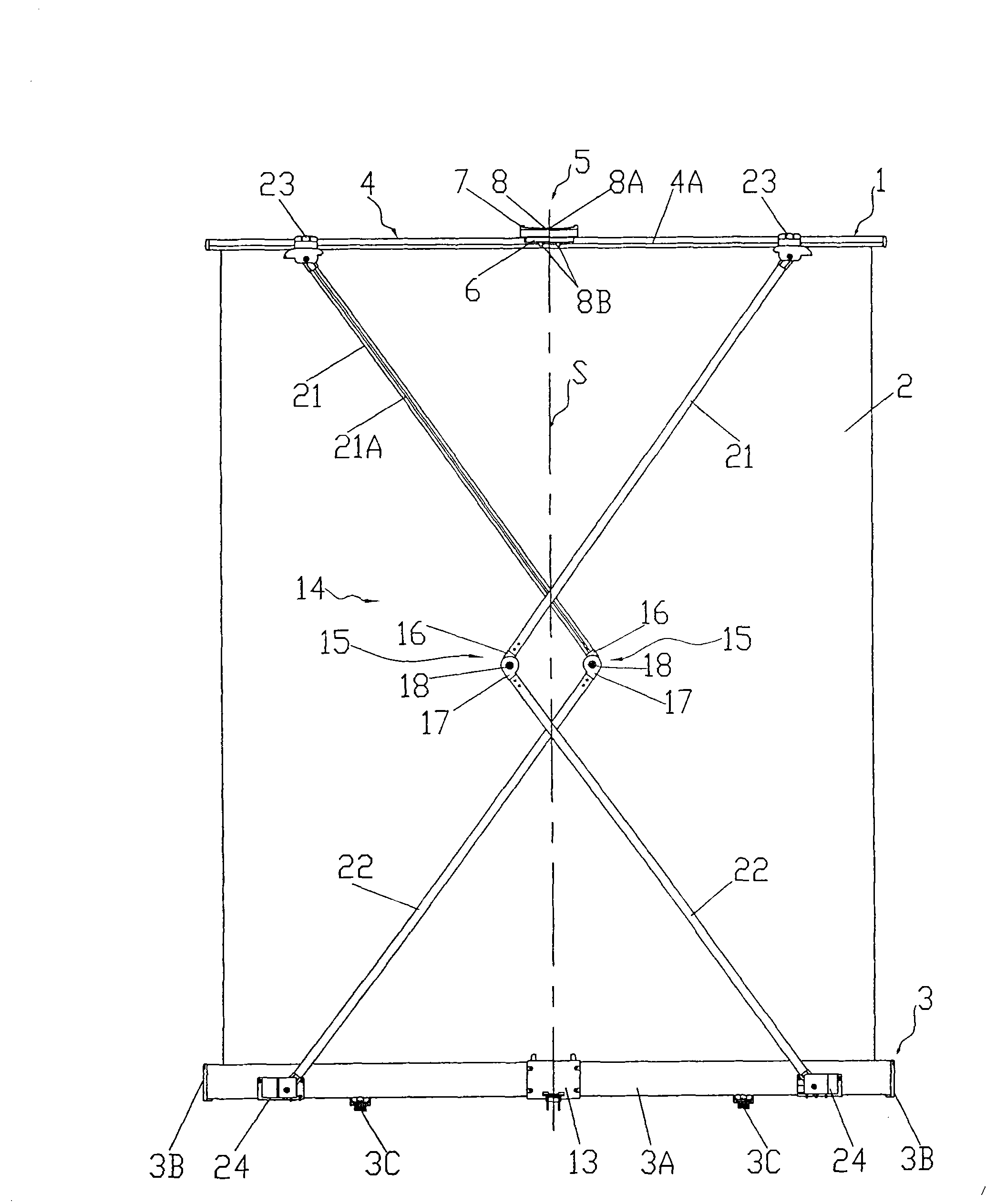 Portable self-supporting manual-lifting screen