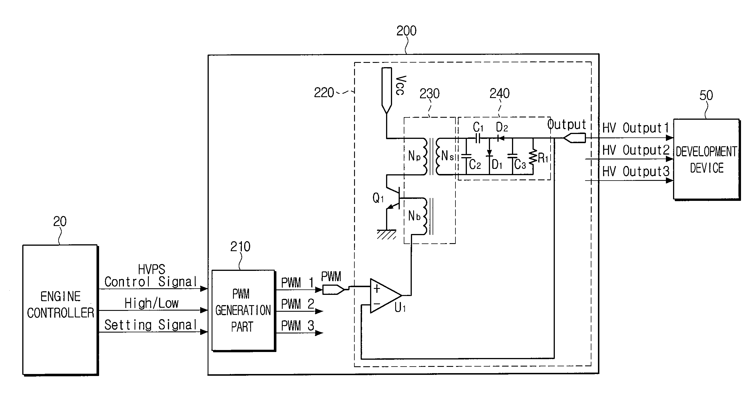 High voltage power supply and a high voltage power control method thereof