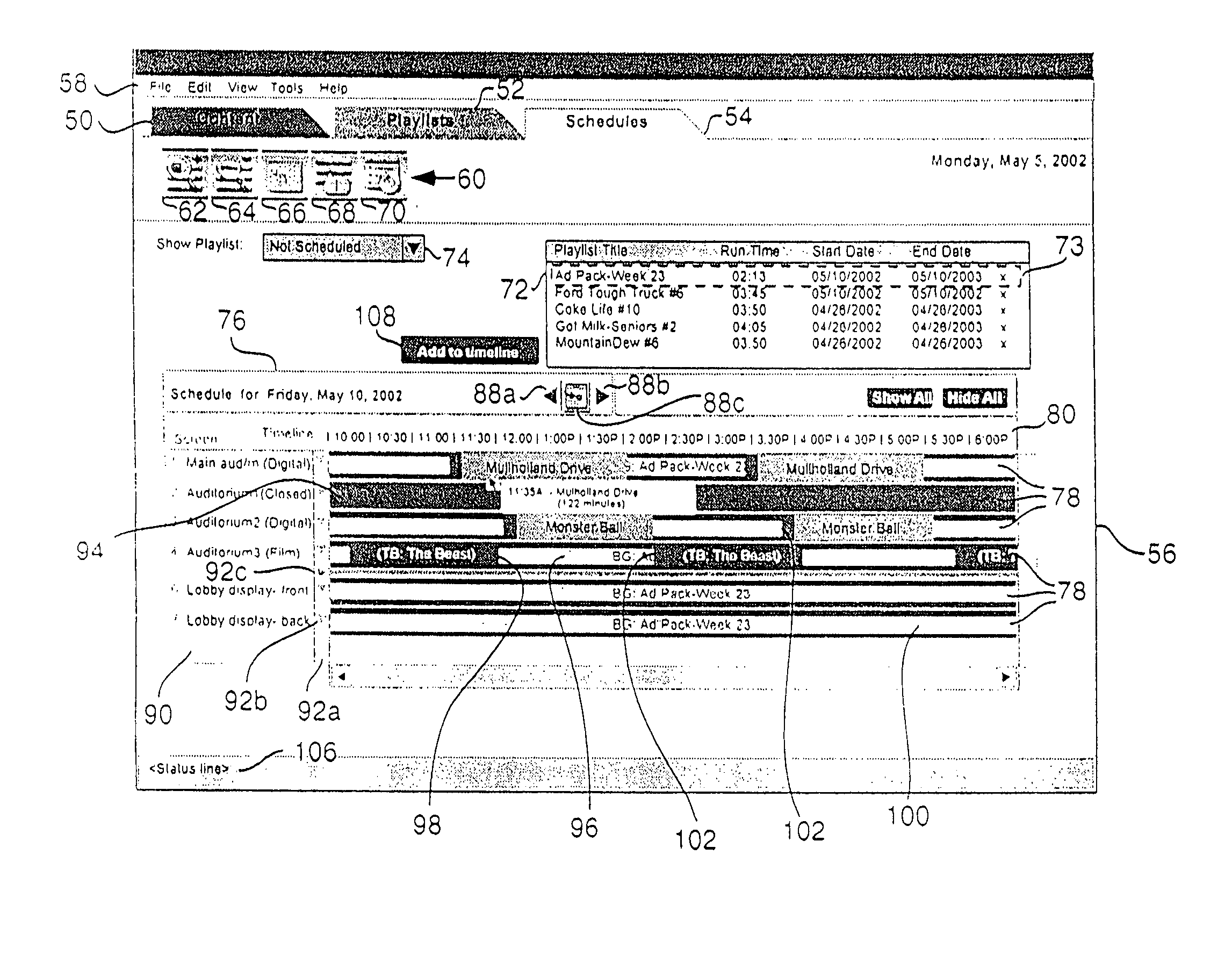 Scheduling between digital projection and film projection corresponding to a predetermined condition