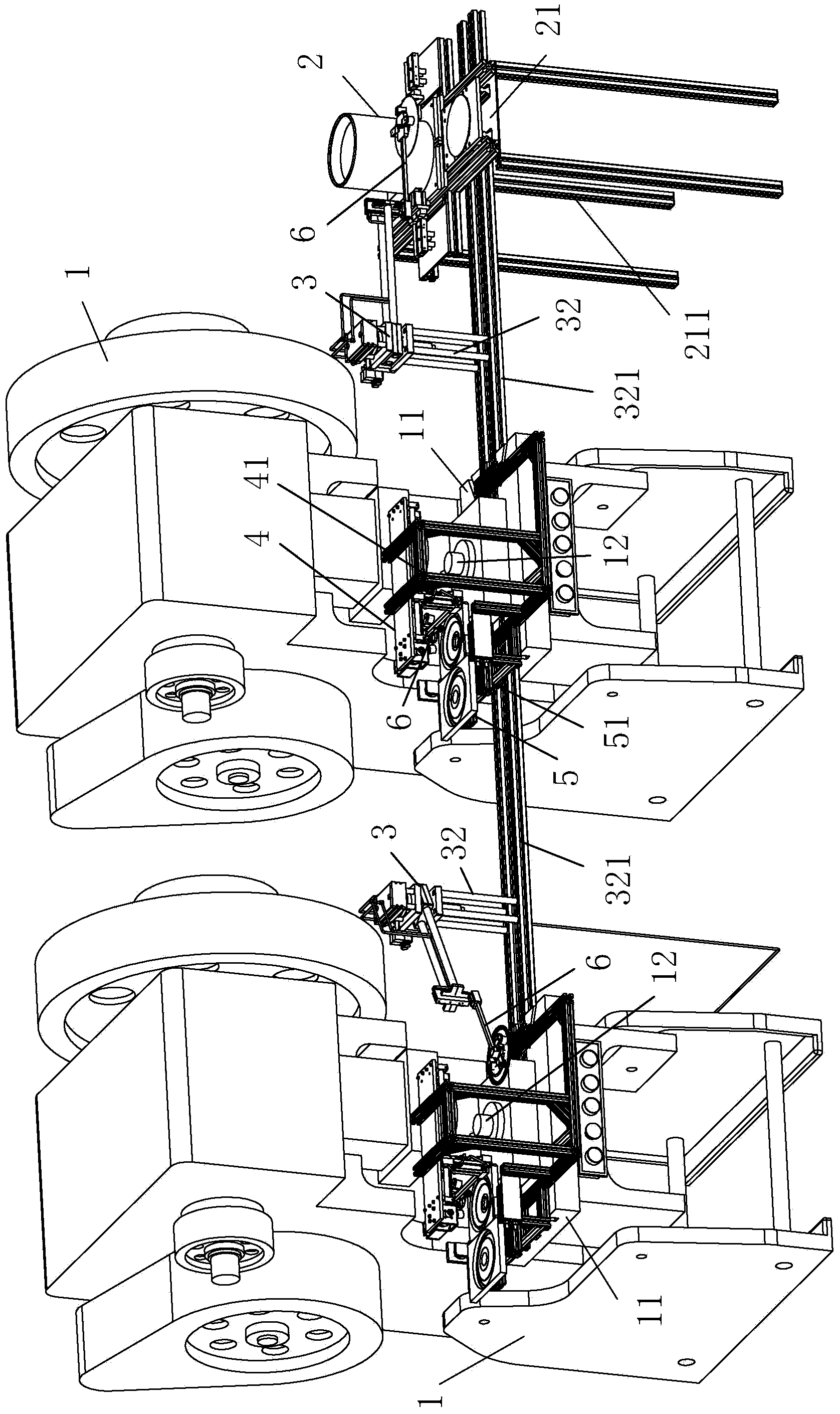 Double-stamping-station plate material conveying device